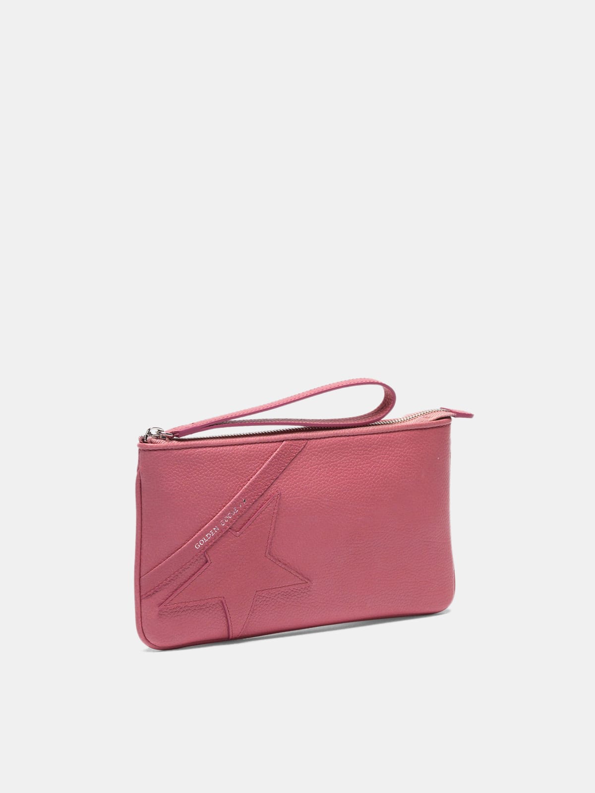Golden Goose - Pink Star Wrist clutch bag in grained leather in 