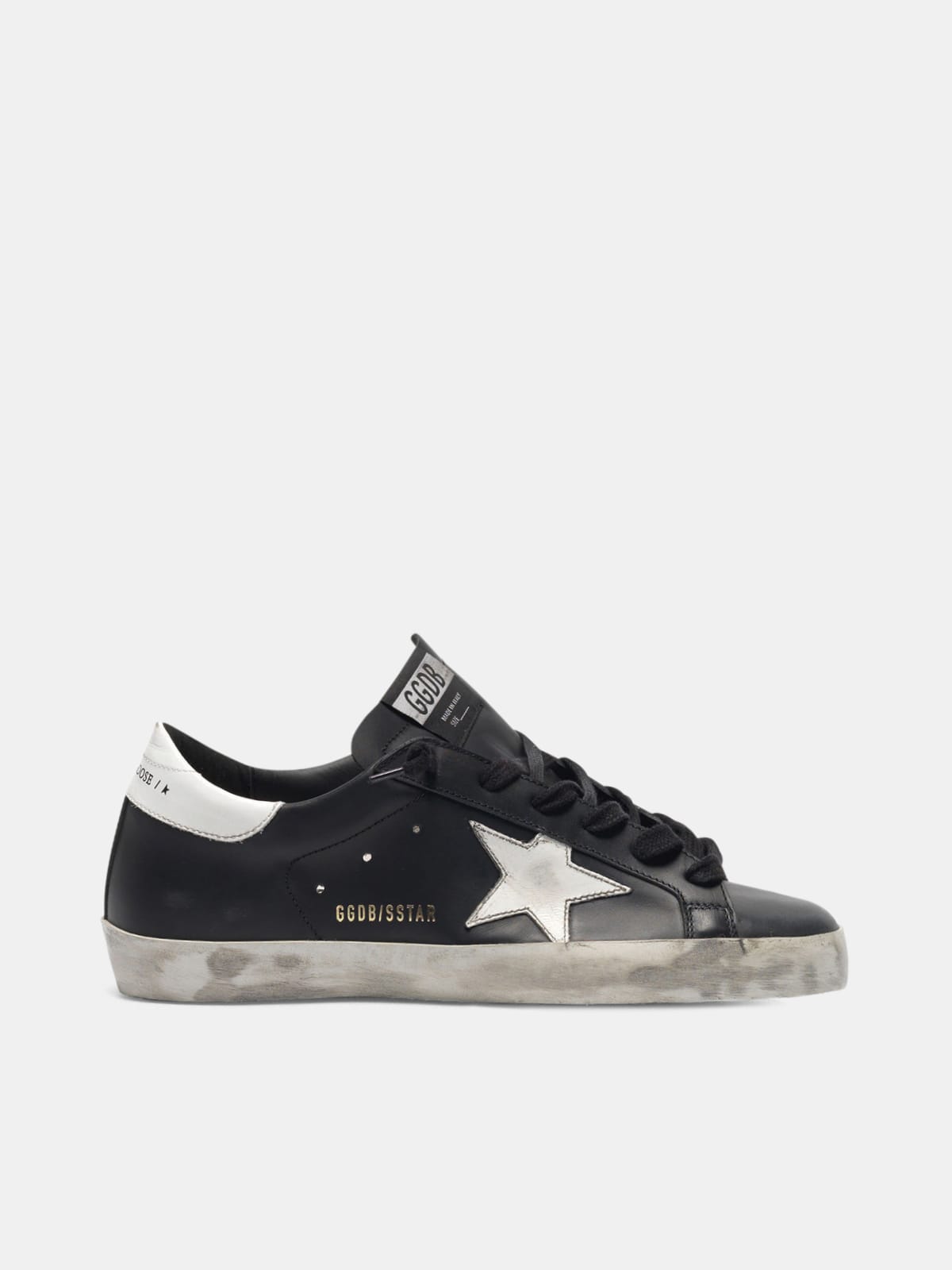 Black Super-Star sneakers leather with white Goose