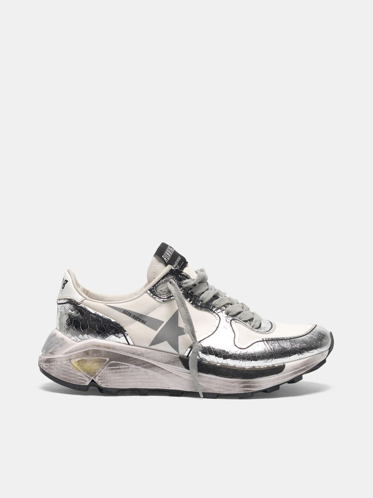 Silver and white Running Sole sneakers | Golden Goose