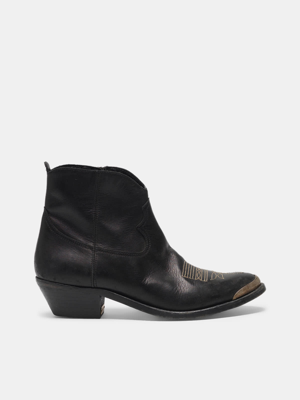 Young ankle boots in leather with cowboy-style decoration | Golden Goose