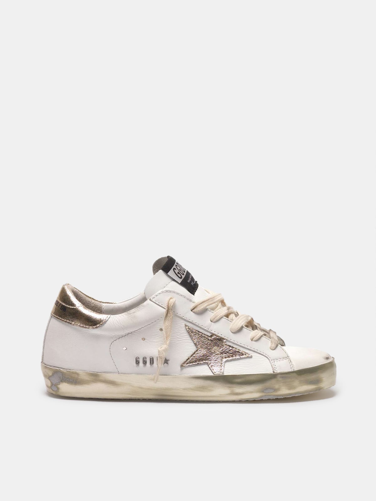 Golden Goose - Women's Super-Star with Silver Sparkle Foxing and Metal Stud Lettering, Woman, Size: 38