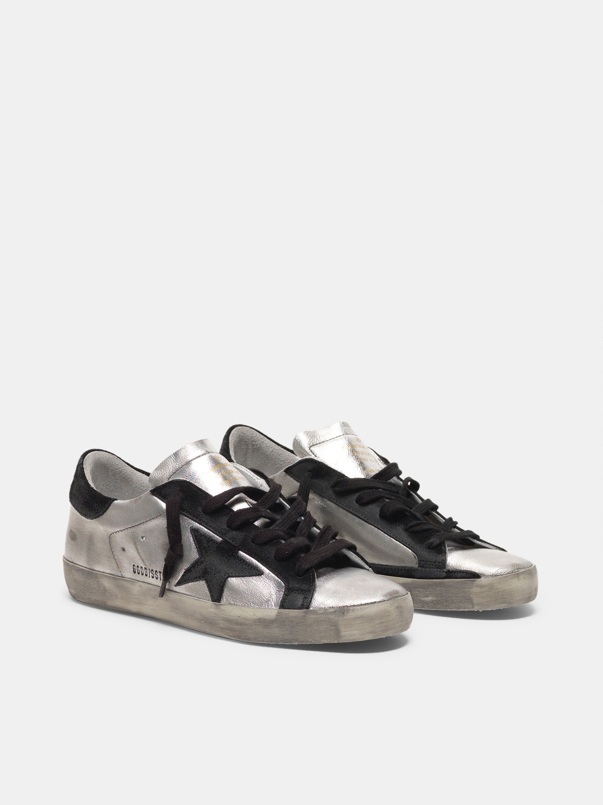 Super-Star sneakers in silver leather with contrasting inserts | Golden  Goose
