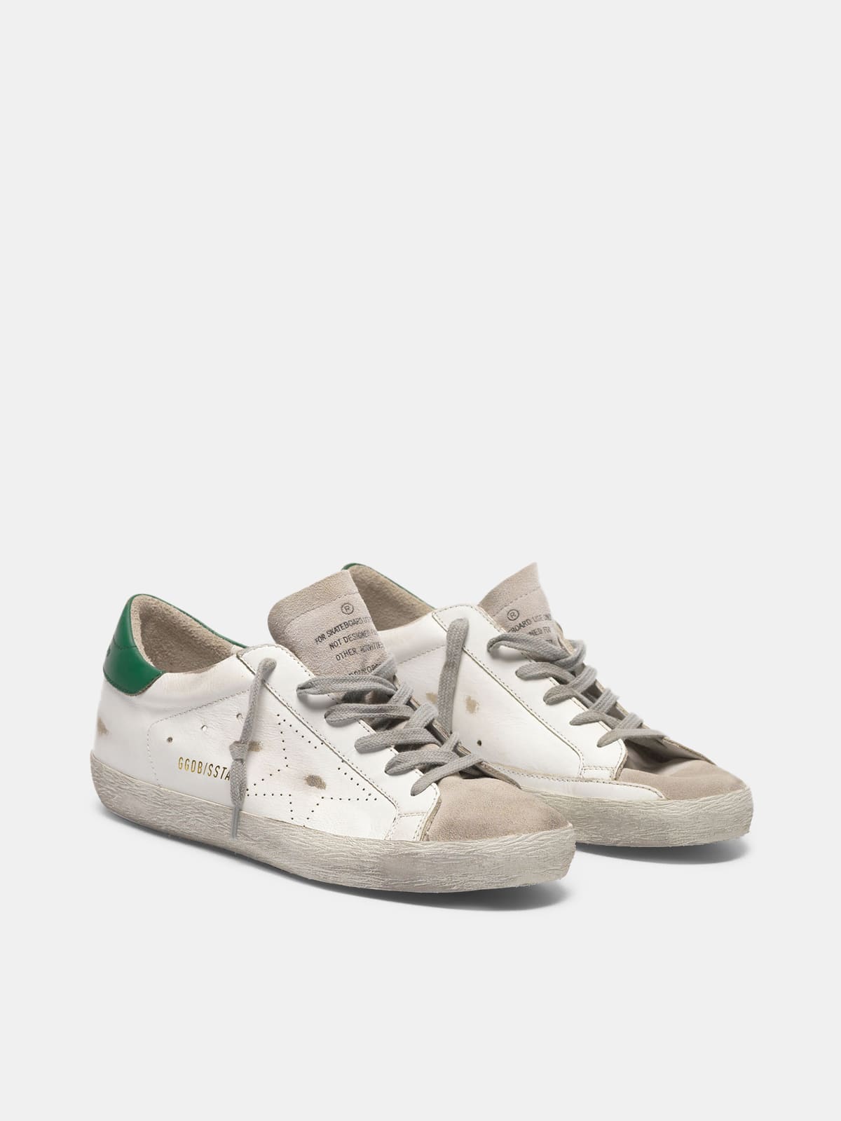 GOLDEN GOOSE Super-Star sneakers white leather-green heel tab 