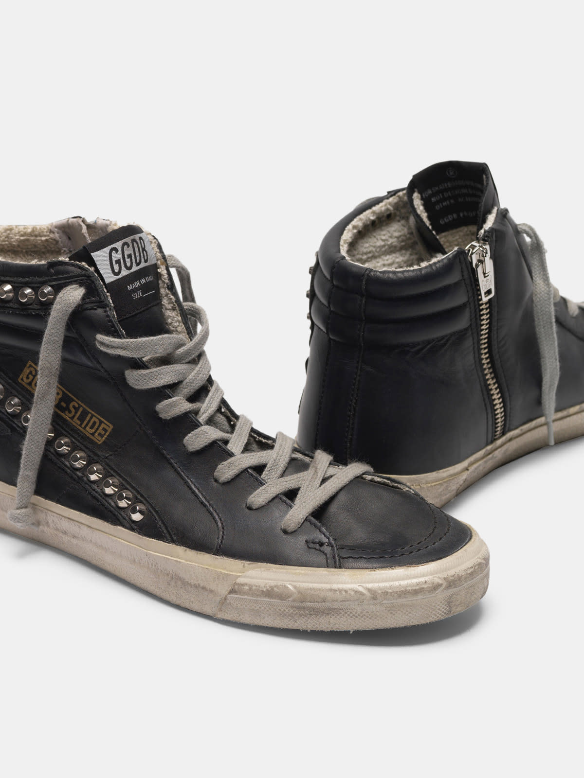 Golden goose black on sale studded slide sneakers