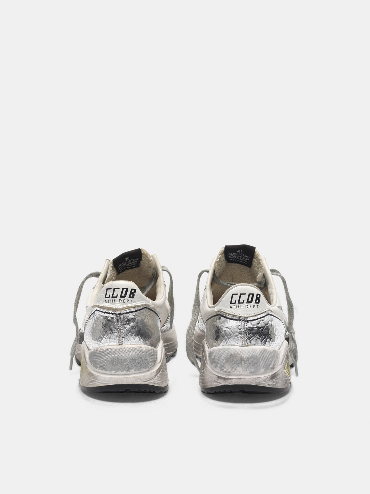 Silver and white Running Sole sneakers | Golden Goose