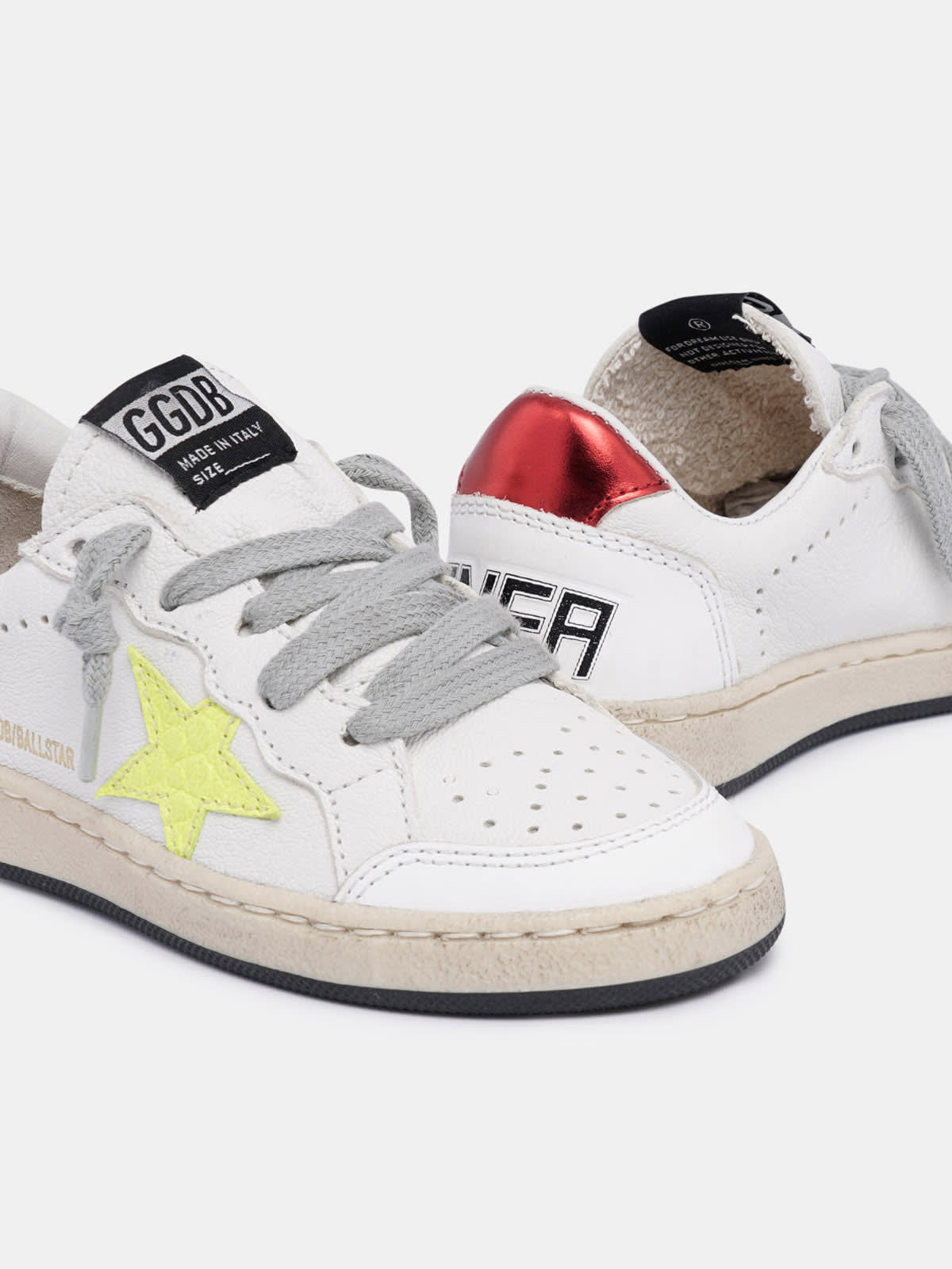 Ball Star sneakers with yellow crocodile print star and red