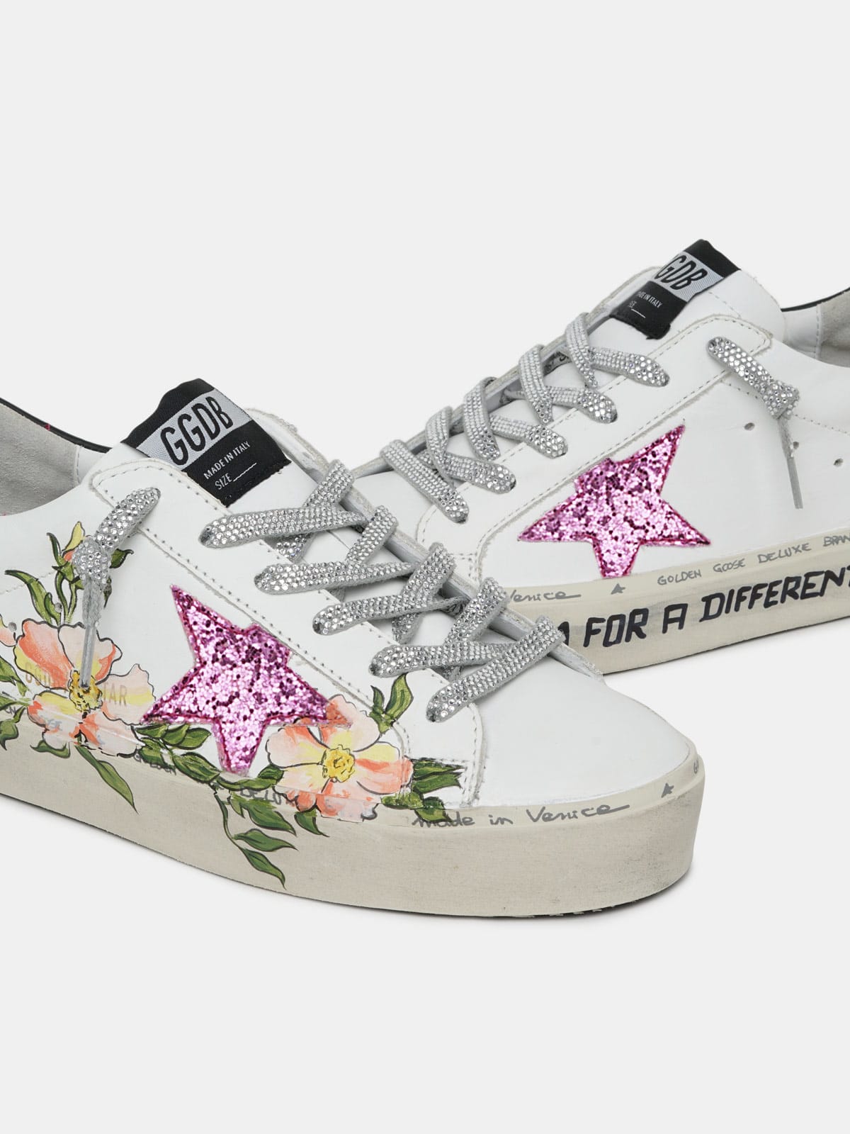 Floral golden goose on sale sneakers