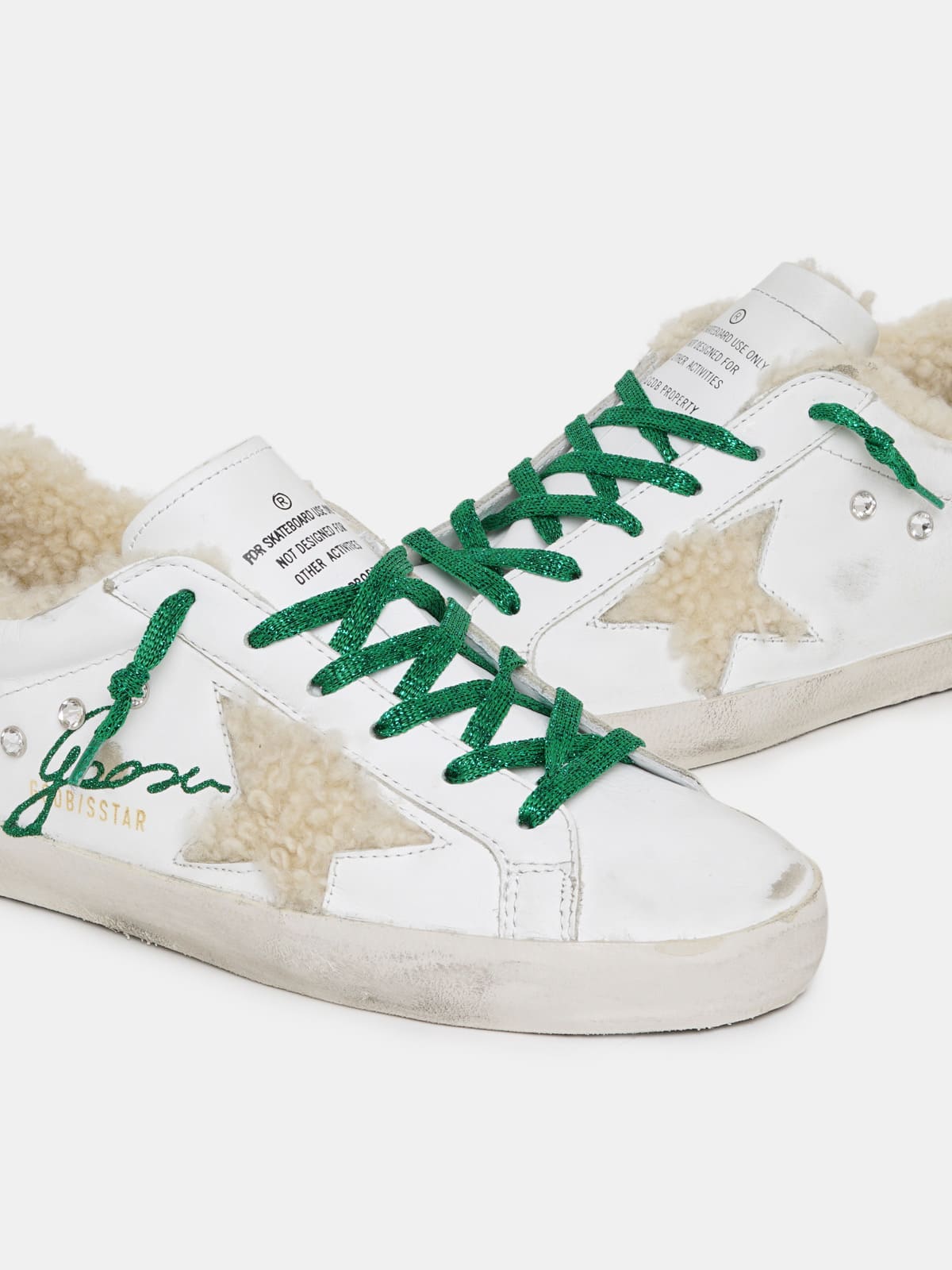 Super-Star sneakers with lettering and shearling interior | Golden Goose