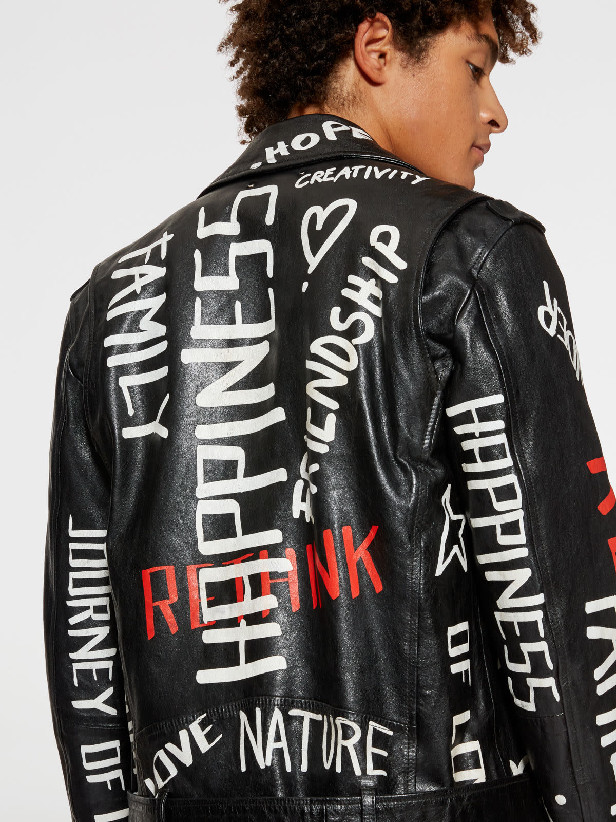 Golden biker jacket with Golden Statement lettering | Golden Goose