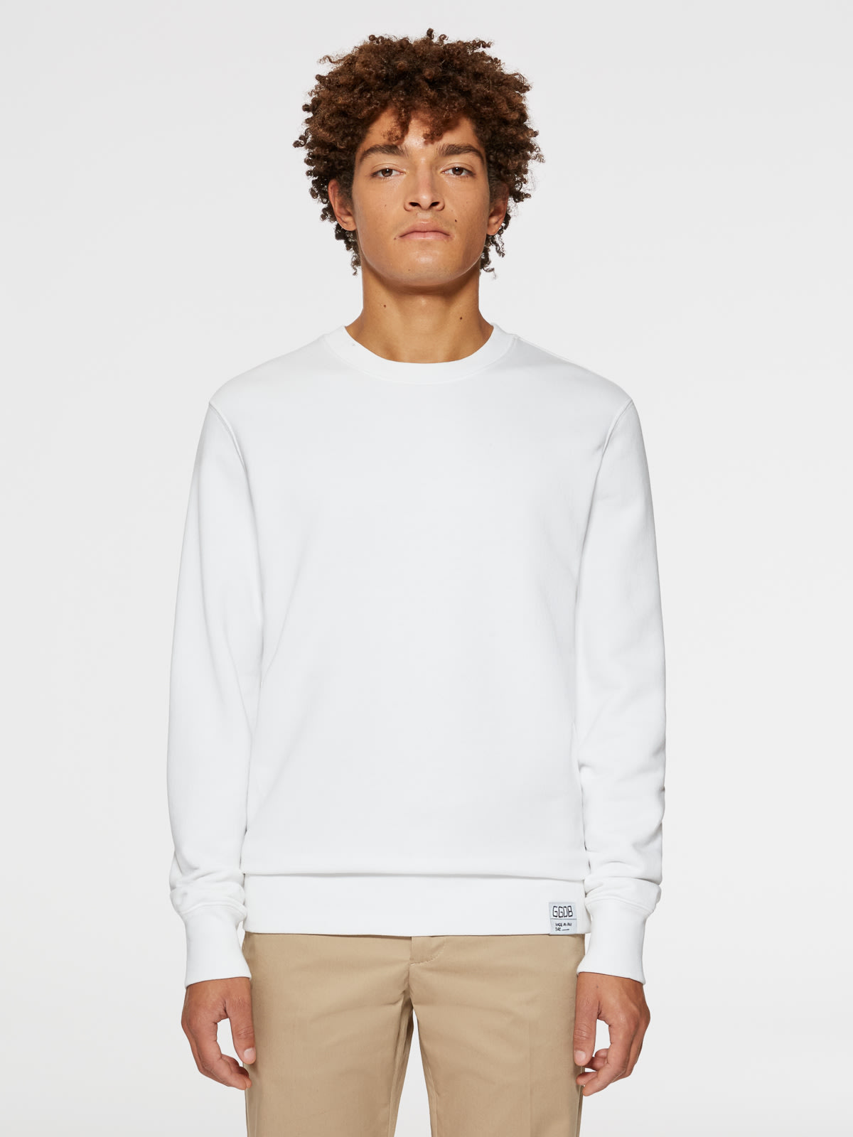 White Archibald sweatshirt with contrasting lettering on the back