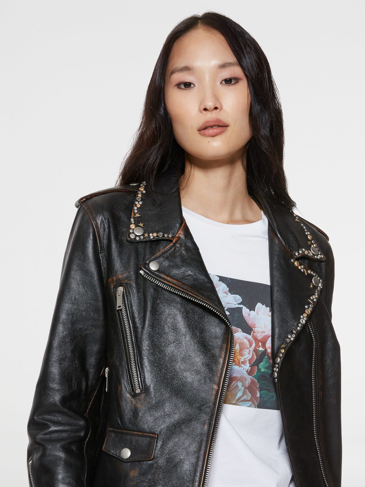 Golden goose biker on sale jacket