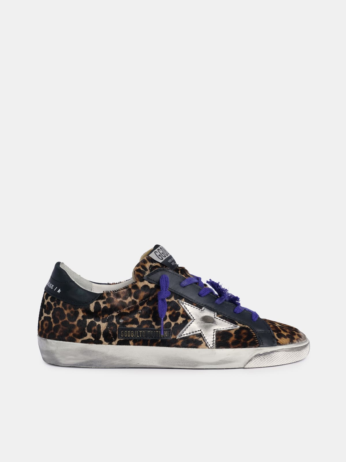 Super-Star sneakers in leopard-print pony skin with silver star | Golden  Goose