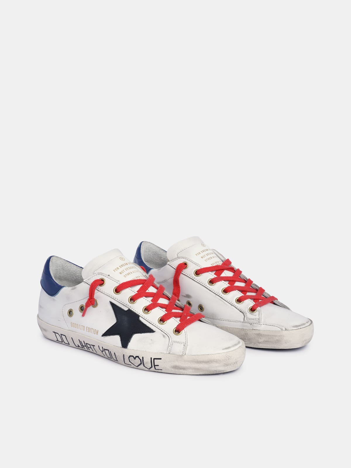 Golden goose red hot sale white blue