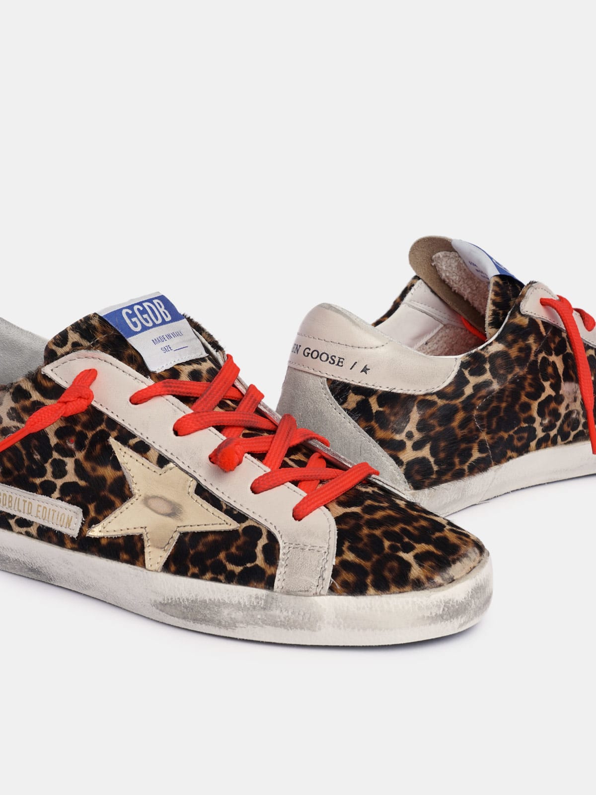 Golden Goose - Super-Star sneakers in leopard-print pony skin with gold star in 