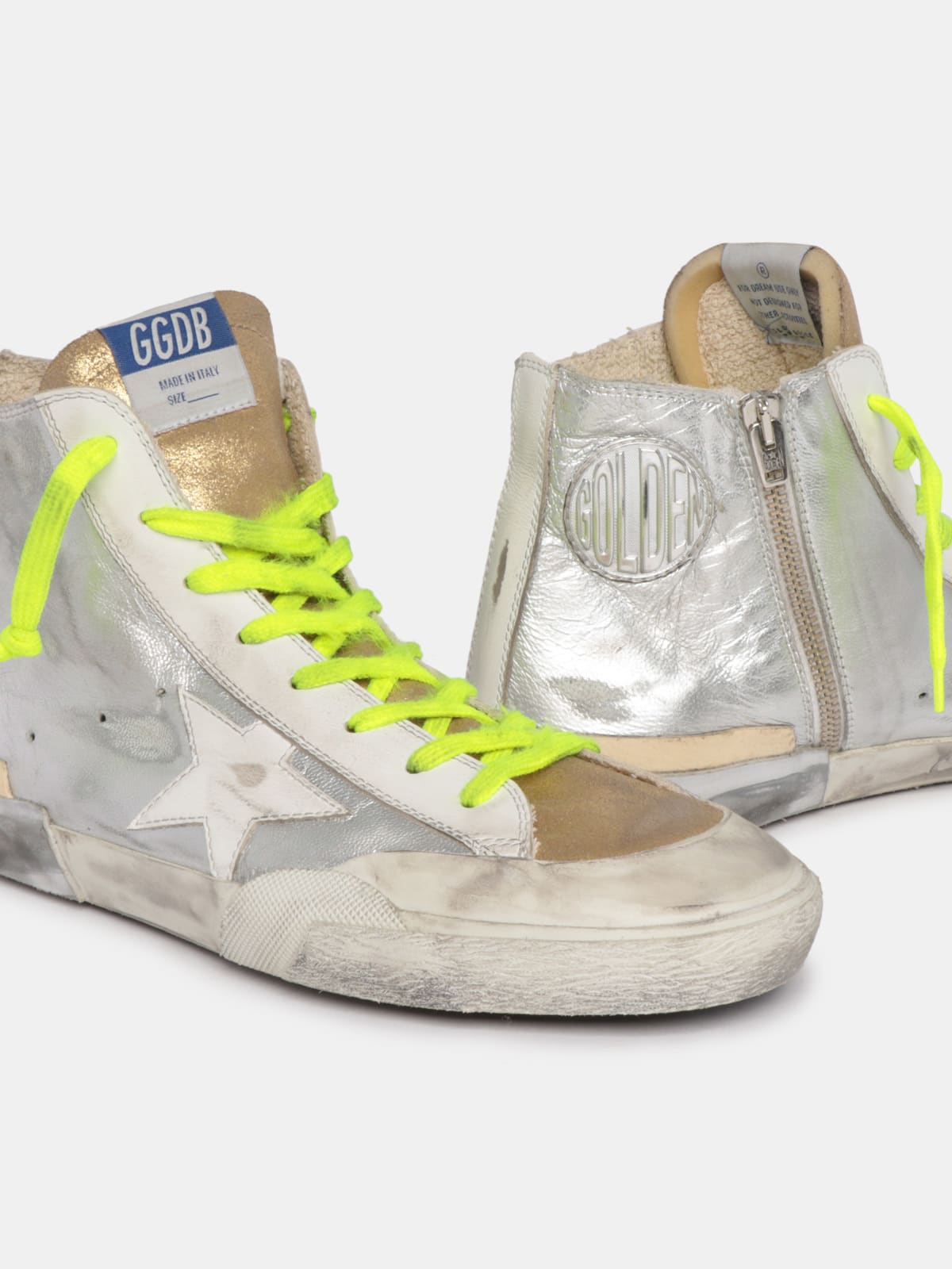 LTD Francy sneakers in silver and gold laminated leather | Golden Goose