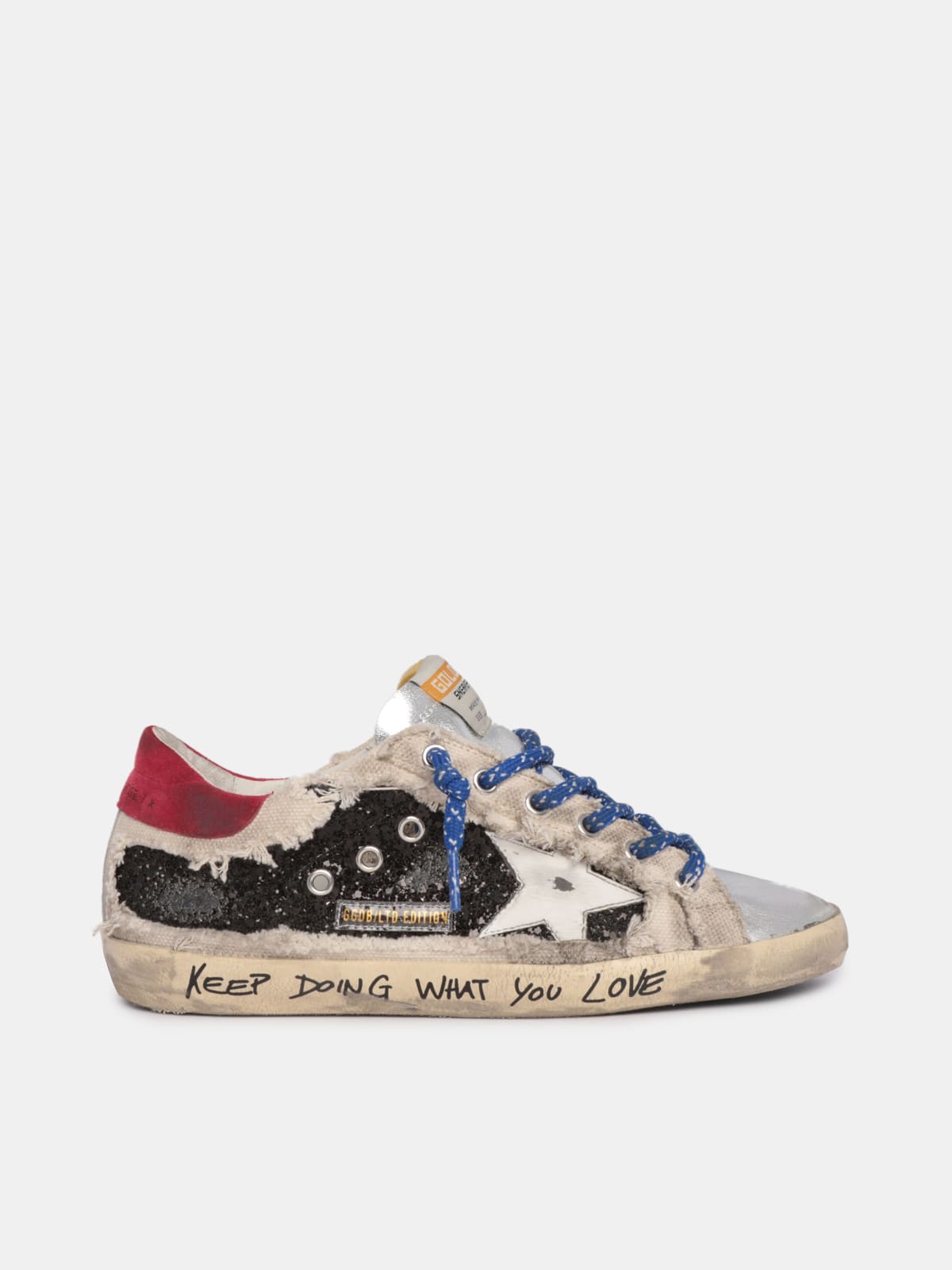 LTD Super-Star sneakers with glitter and lettering on the foxing | Golden  Goose