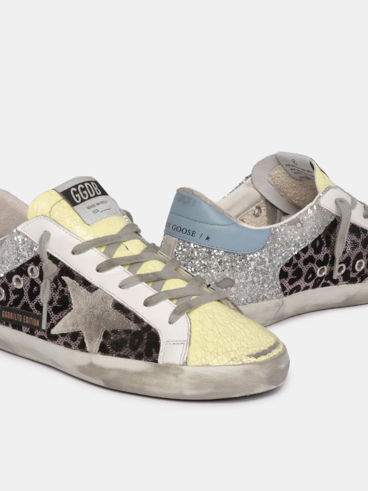LTD Super-Star sneakers with silver glitter and sequins | Golden Goose