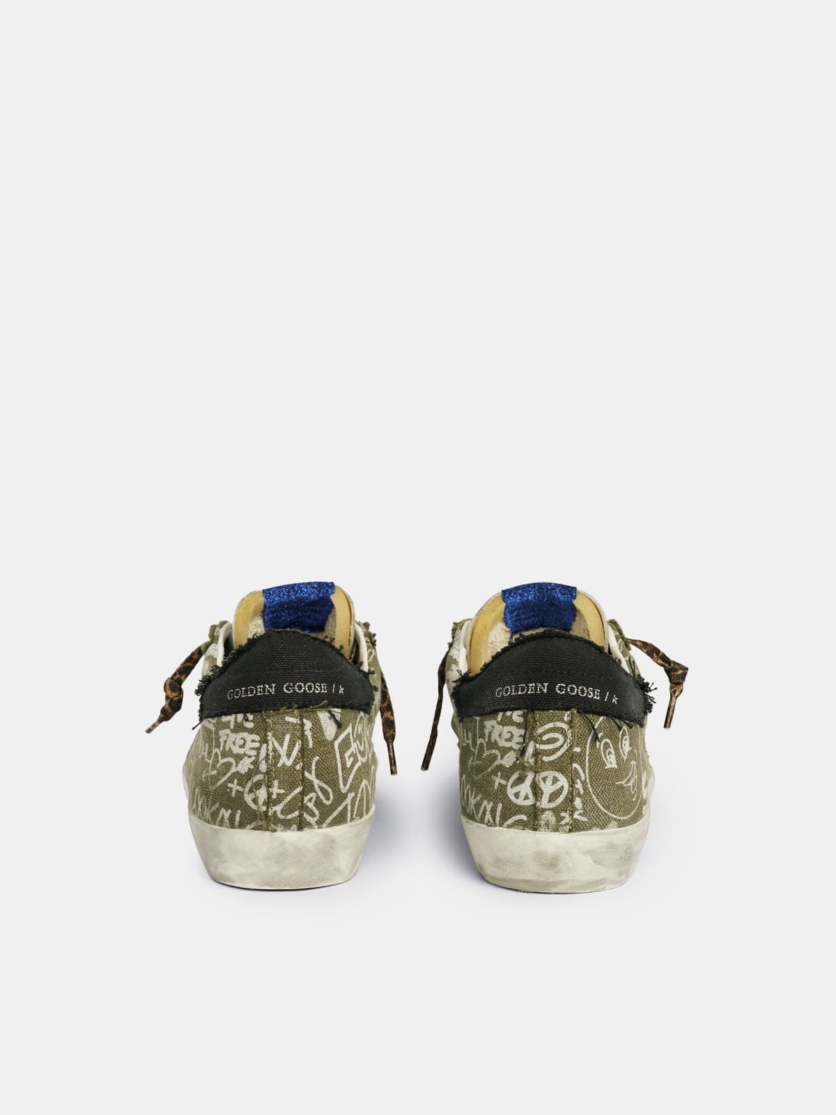 Golden Goose - Super-Star sneakers in green cotton with contrasting white decorations in 