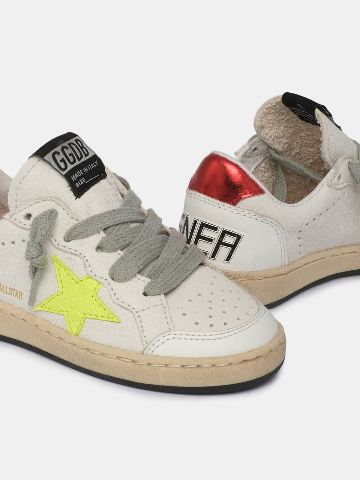 Ball Star sneakers with yellow crocodile-print star and red laminated heel  tab | Golden Goose