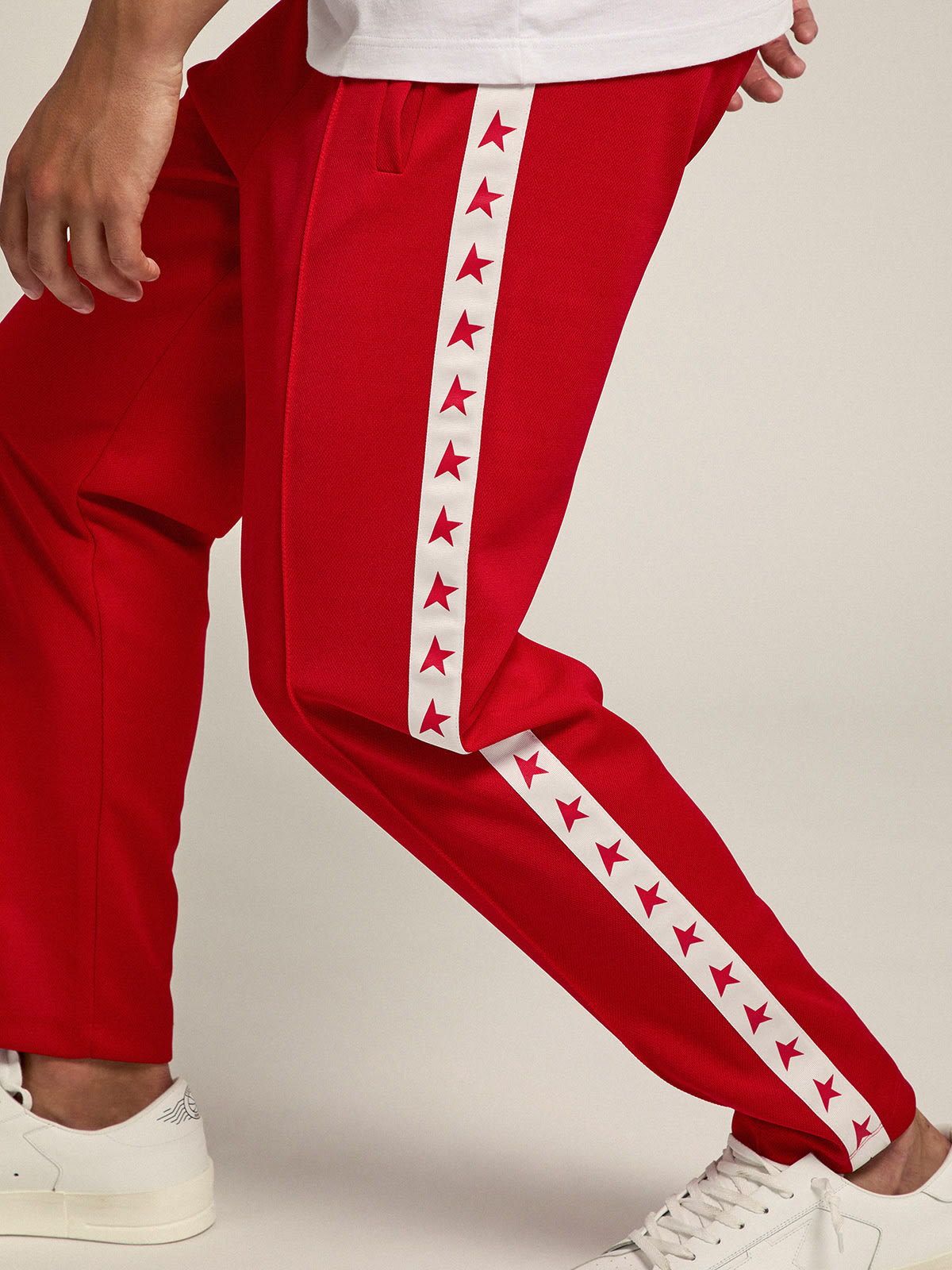 Garment Dyed Monogram Relaxed Fit Joggers, RED