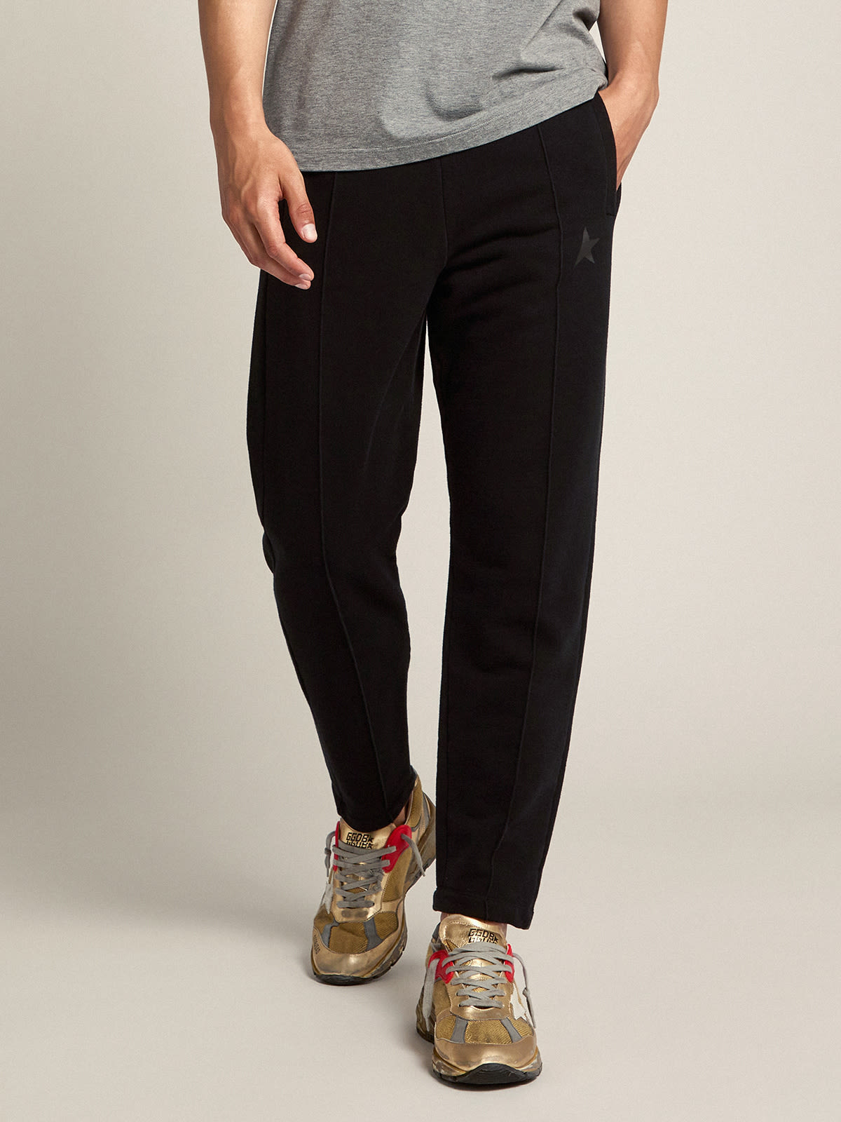 Black Doro Star Collection jogging pants with tone-on-tone star on the front