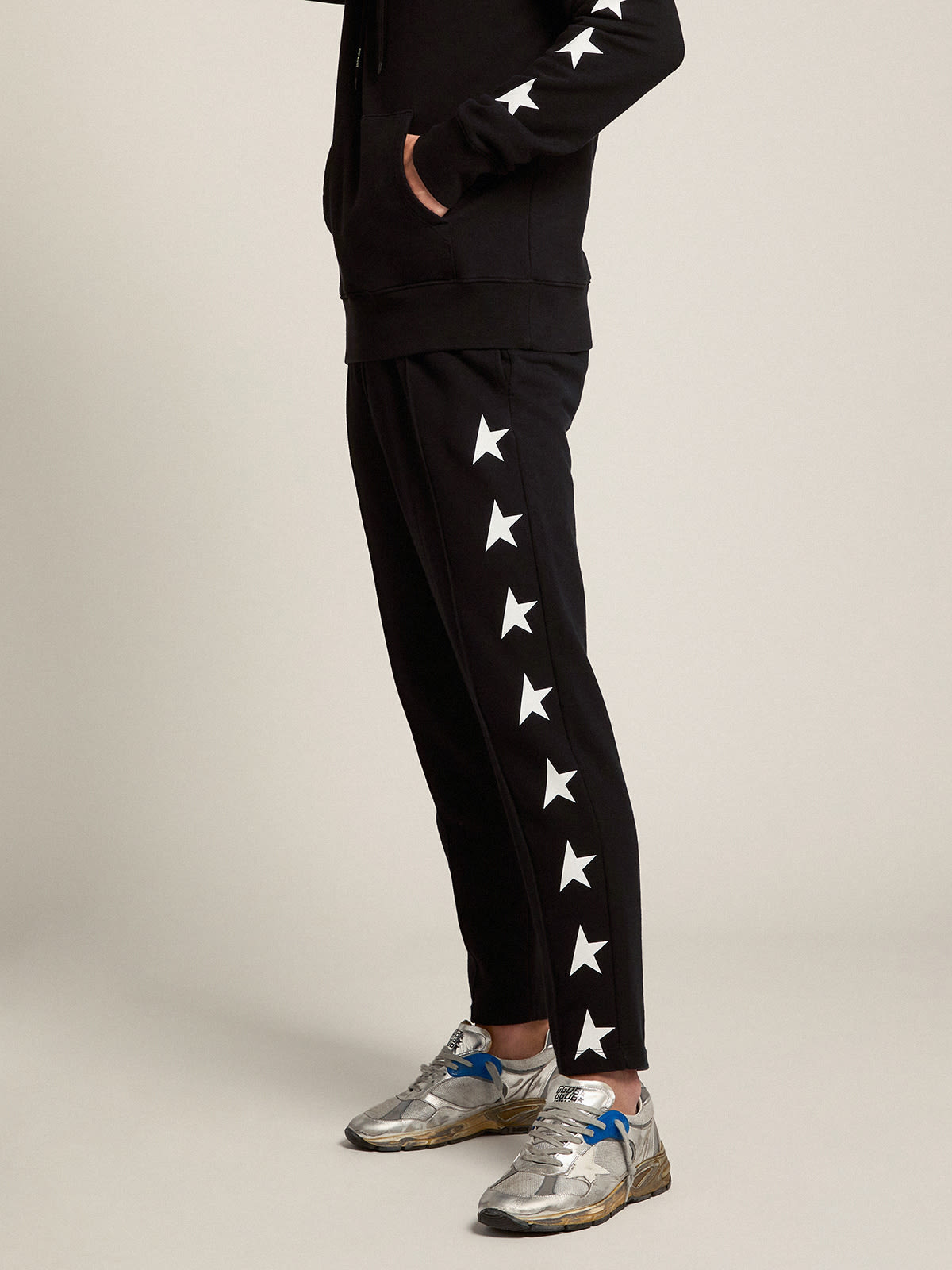Golden Goose - Pantalon de jogging homme noir avec étoiles blanches in 