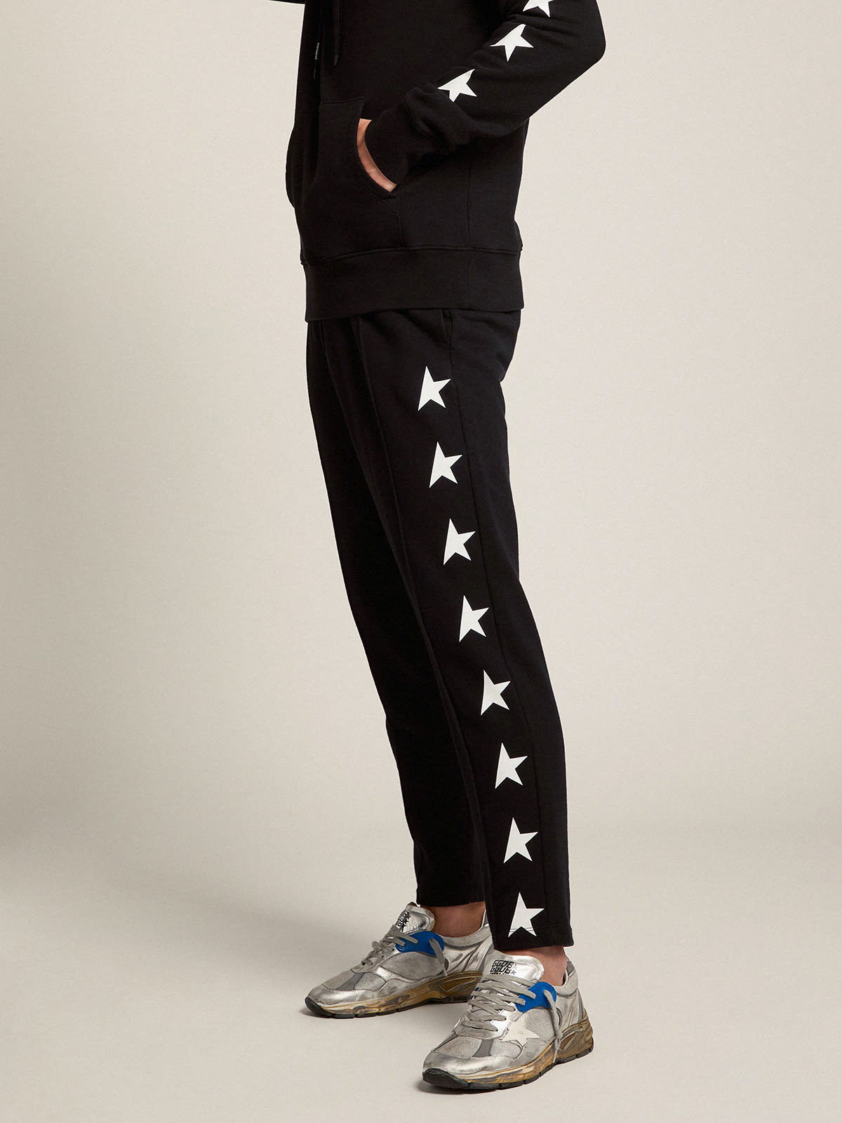 Buy Black Space Printed Cotton Joggers Online