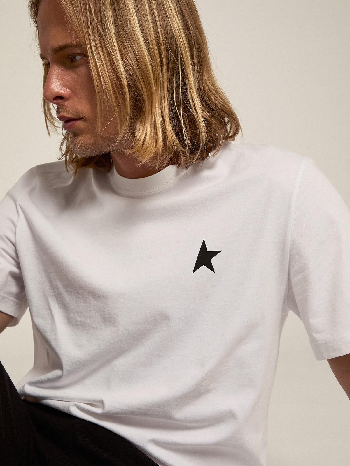 White Star Collection T-shirt with black star on the front | Golden Goose