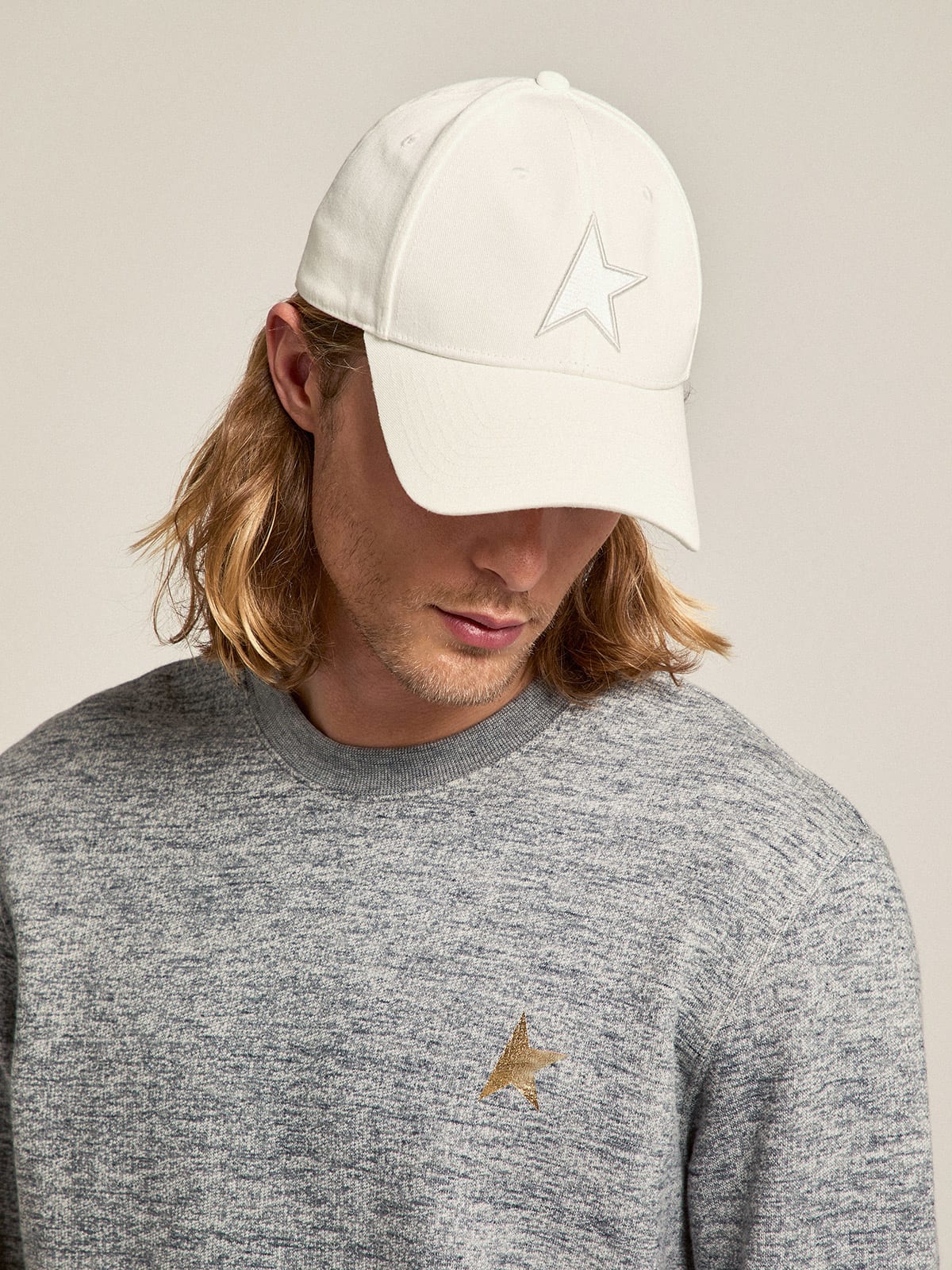 Golden Goose - Casquette de baseball blanche avec étoile in 