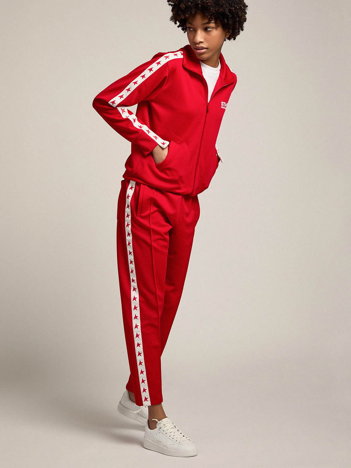 Women's red best sale adidas sweatshirt