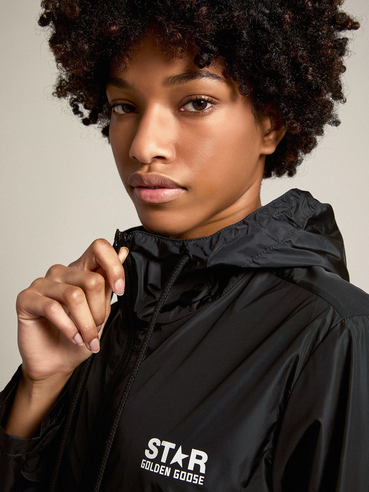 Women's black windbreaker | Golden Goose