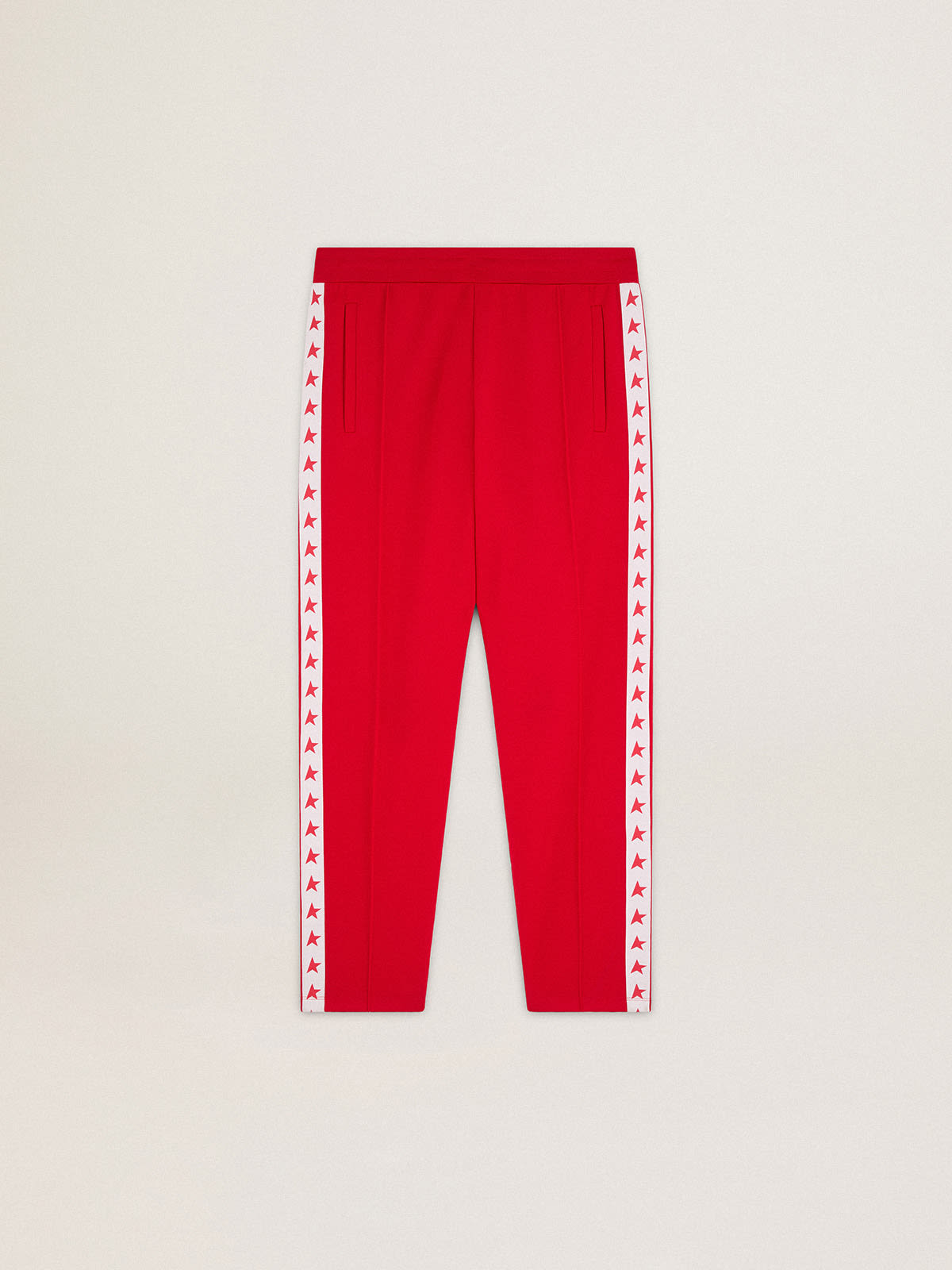 Men's red joggers with side stripe