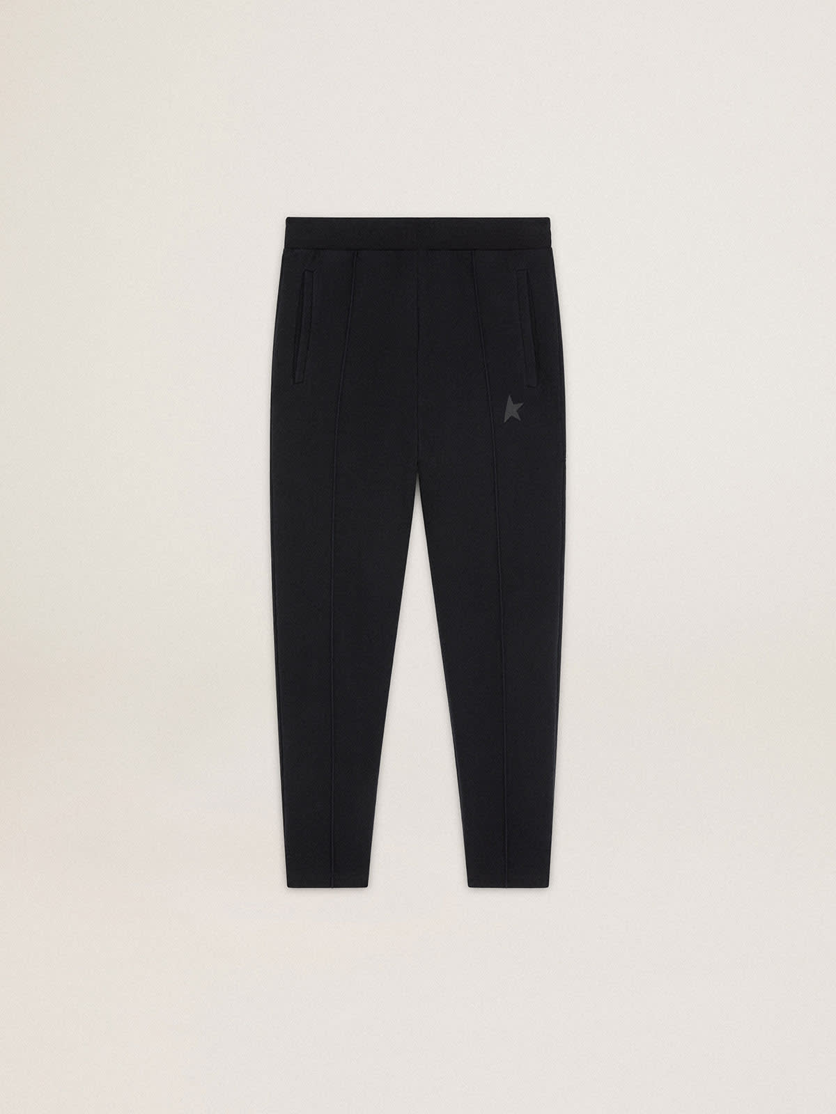 Men's black joggers with star on the front