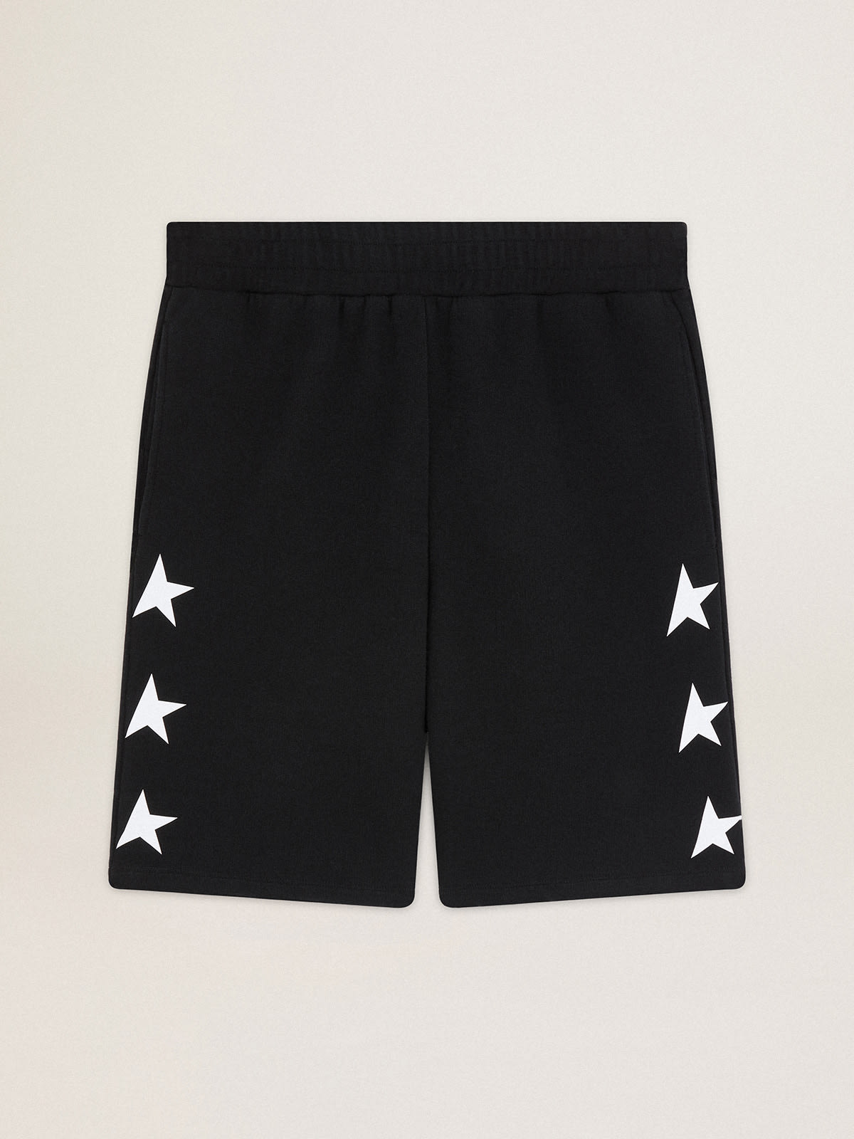 Golden Goose - Men's black bermuda shorts with white stars in 