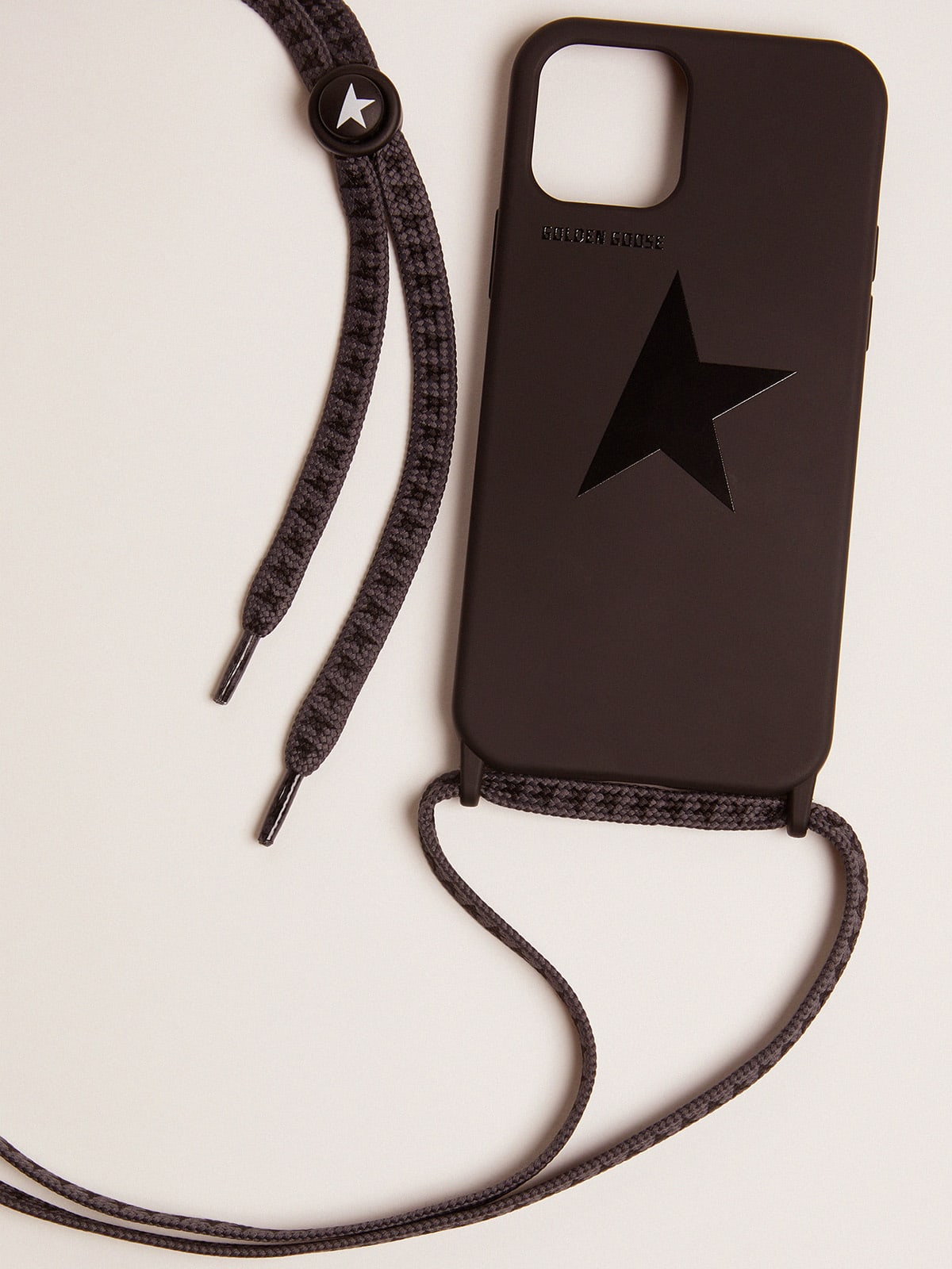 Golden Goose - Black case for iPhone 12 and 12 Pro with tone-on-tone star in 