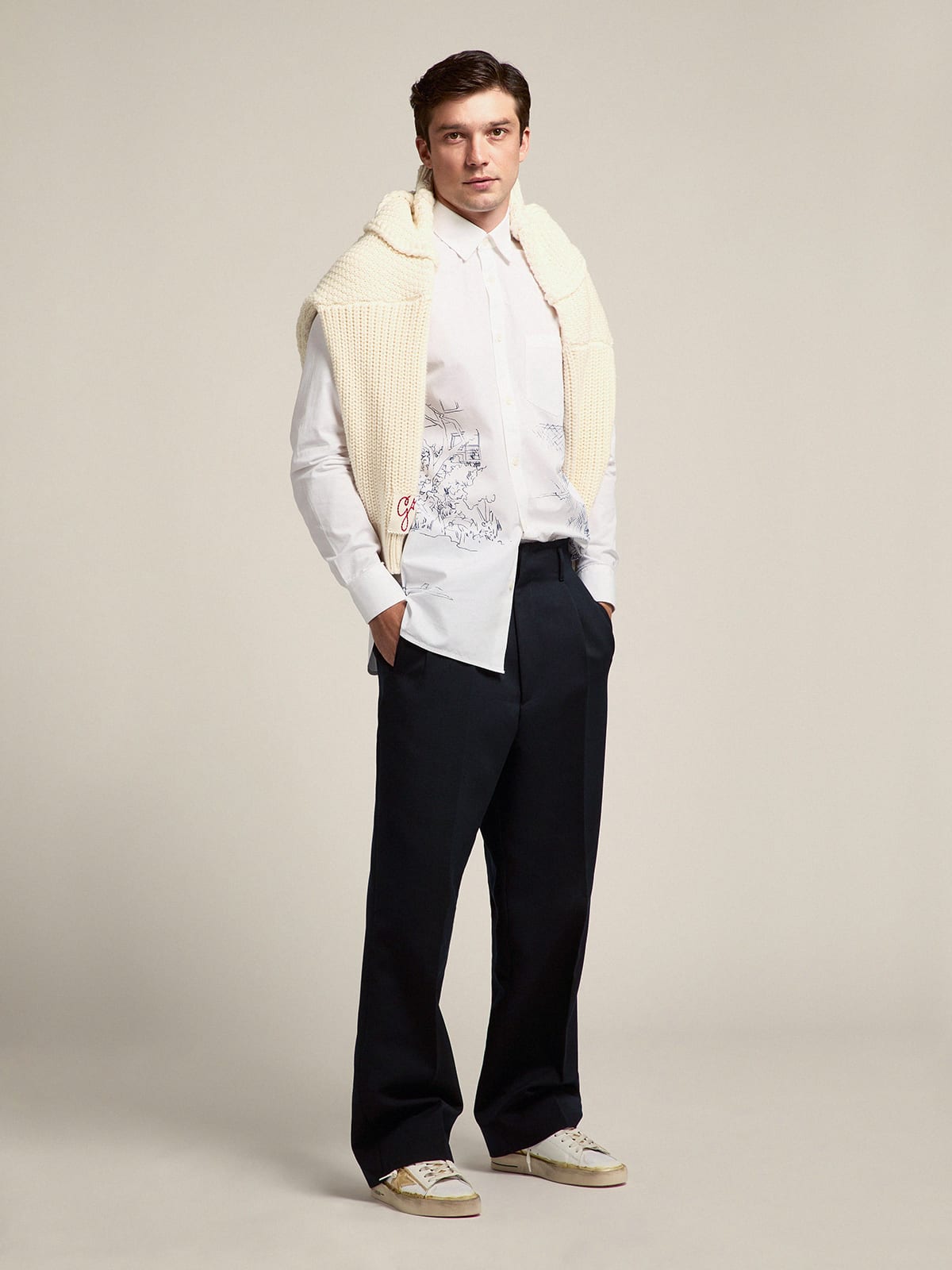 Golden Goose - Sneakers Stardan LAB pour homme en cuir blanc avec empiècements en mousse expansée et PVC in 