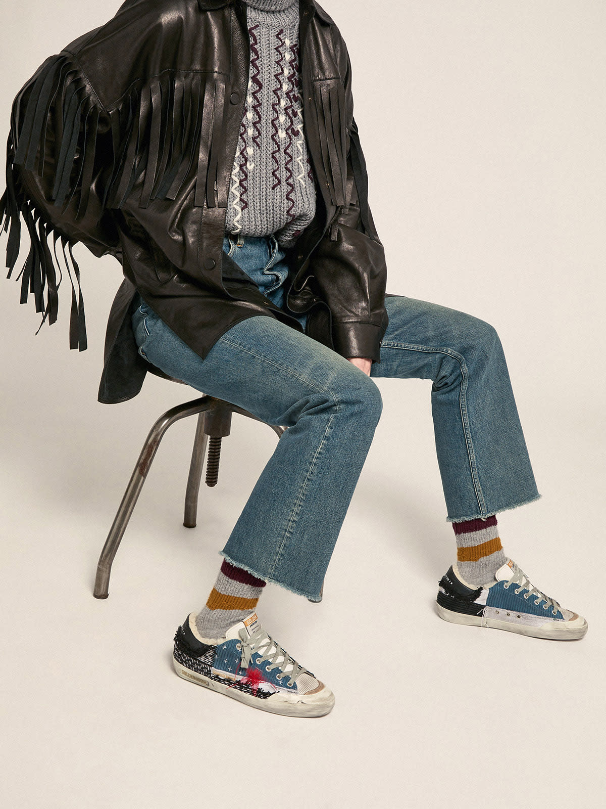 Super-Star LAB sneakers with patchwork and shearling lining | Golden Goose