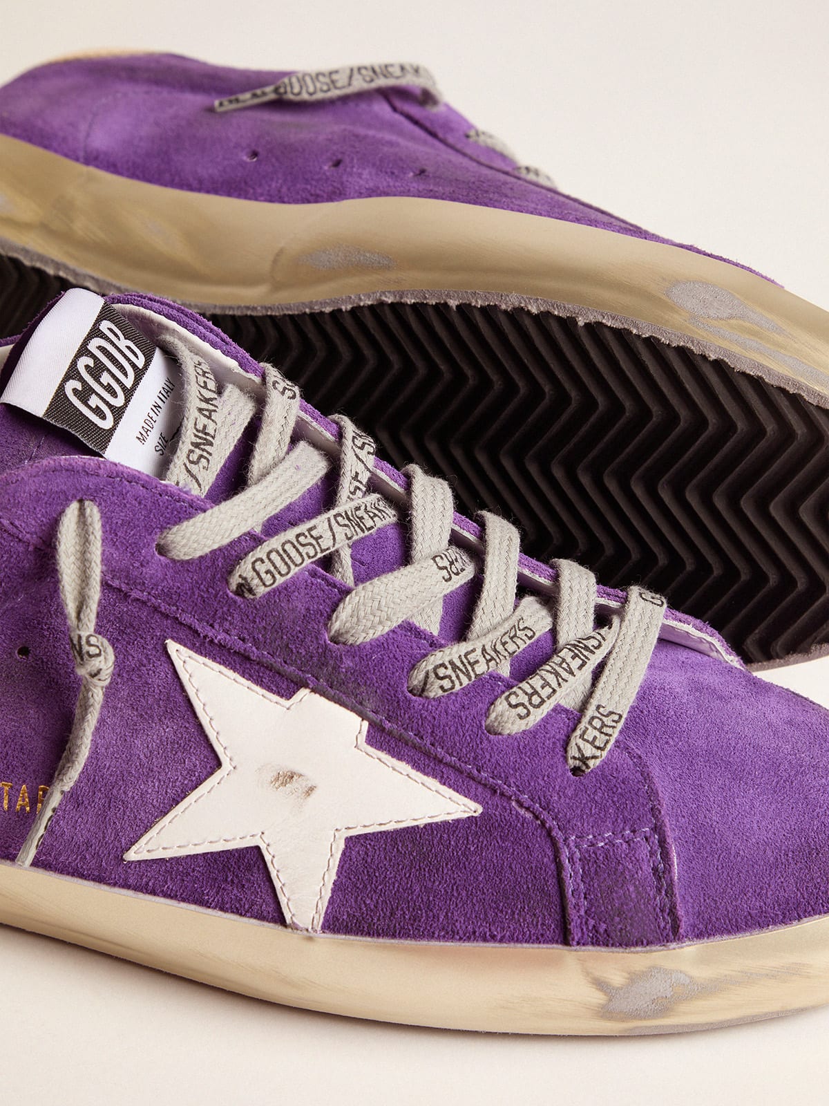 The Italian made Purple Denim is limited edition with black suede