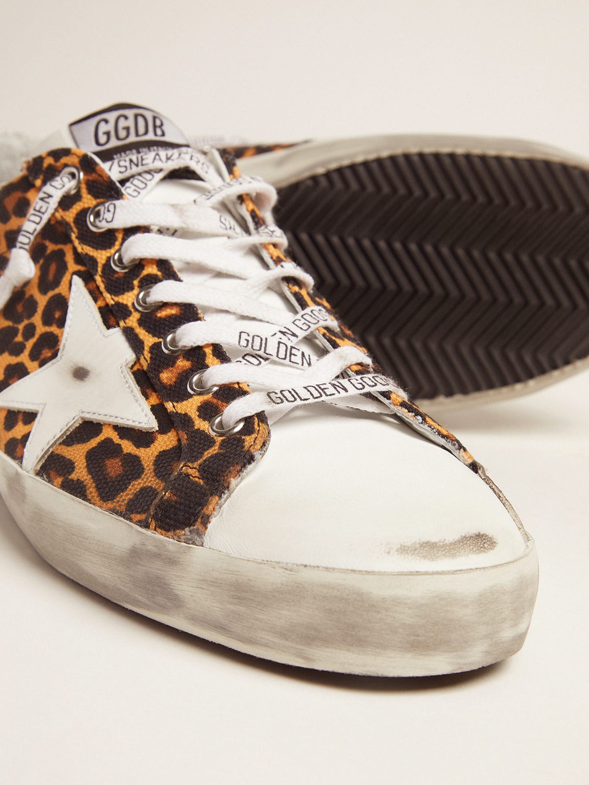 Super-Star LTD sneakers in canvas with leopard-print pattern | Golden Goose