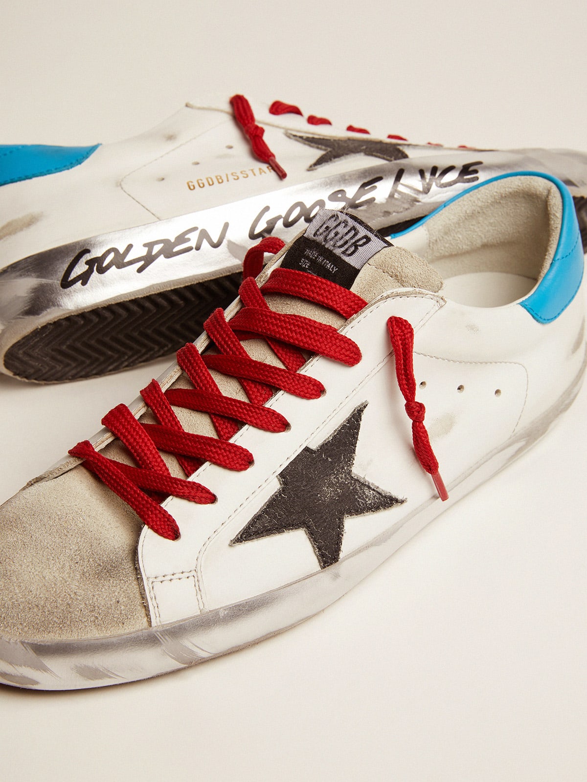 Super-Star LTD sneakers with light blue heel tab and black star