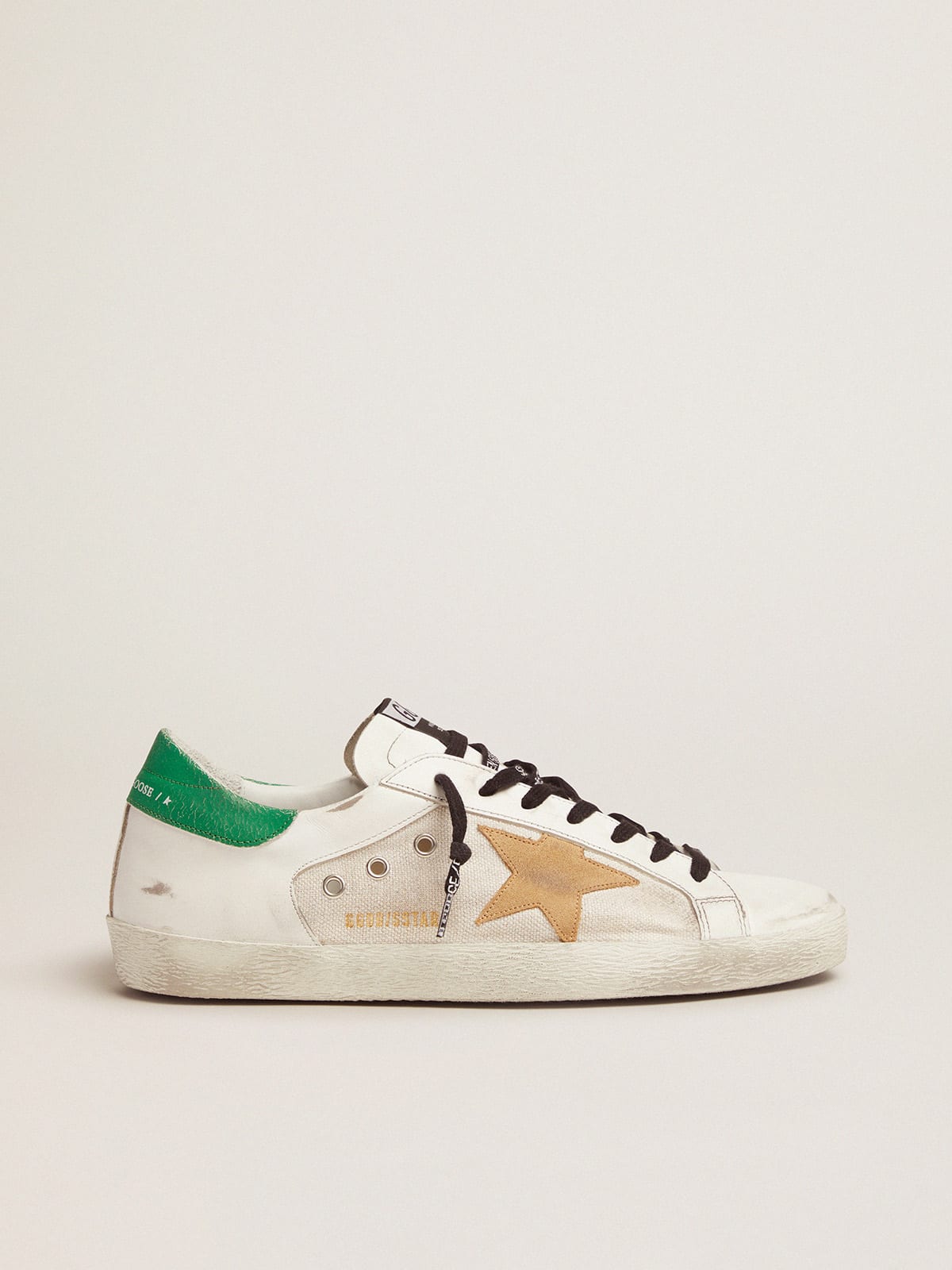Super-Star sneakers with green crackle-effect heel tab