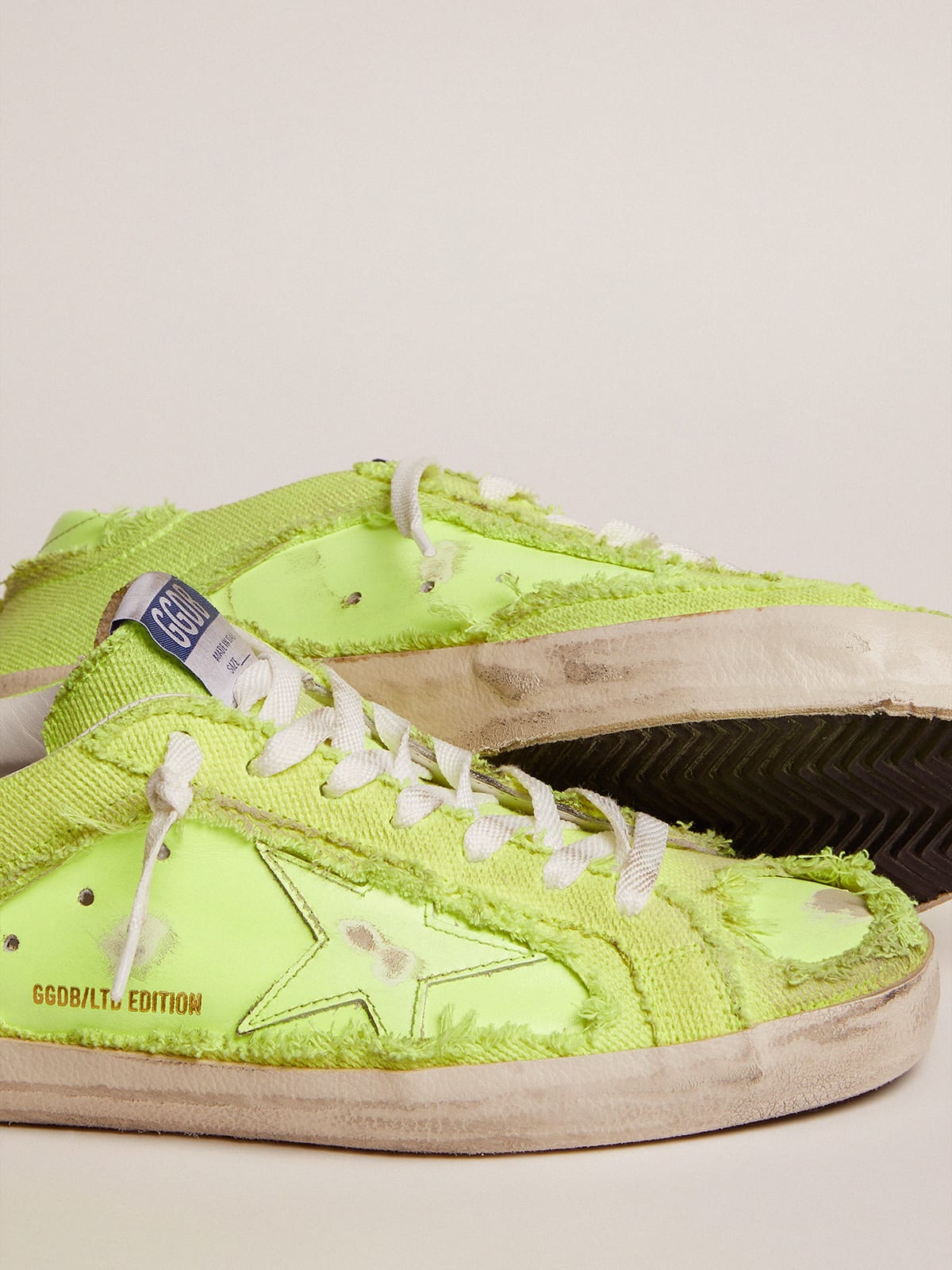 Golden Goose - Men’s Super-Star LAB sneakers in fluorescent yellow leather and canvas in 