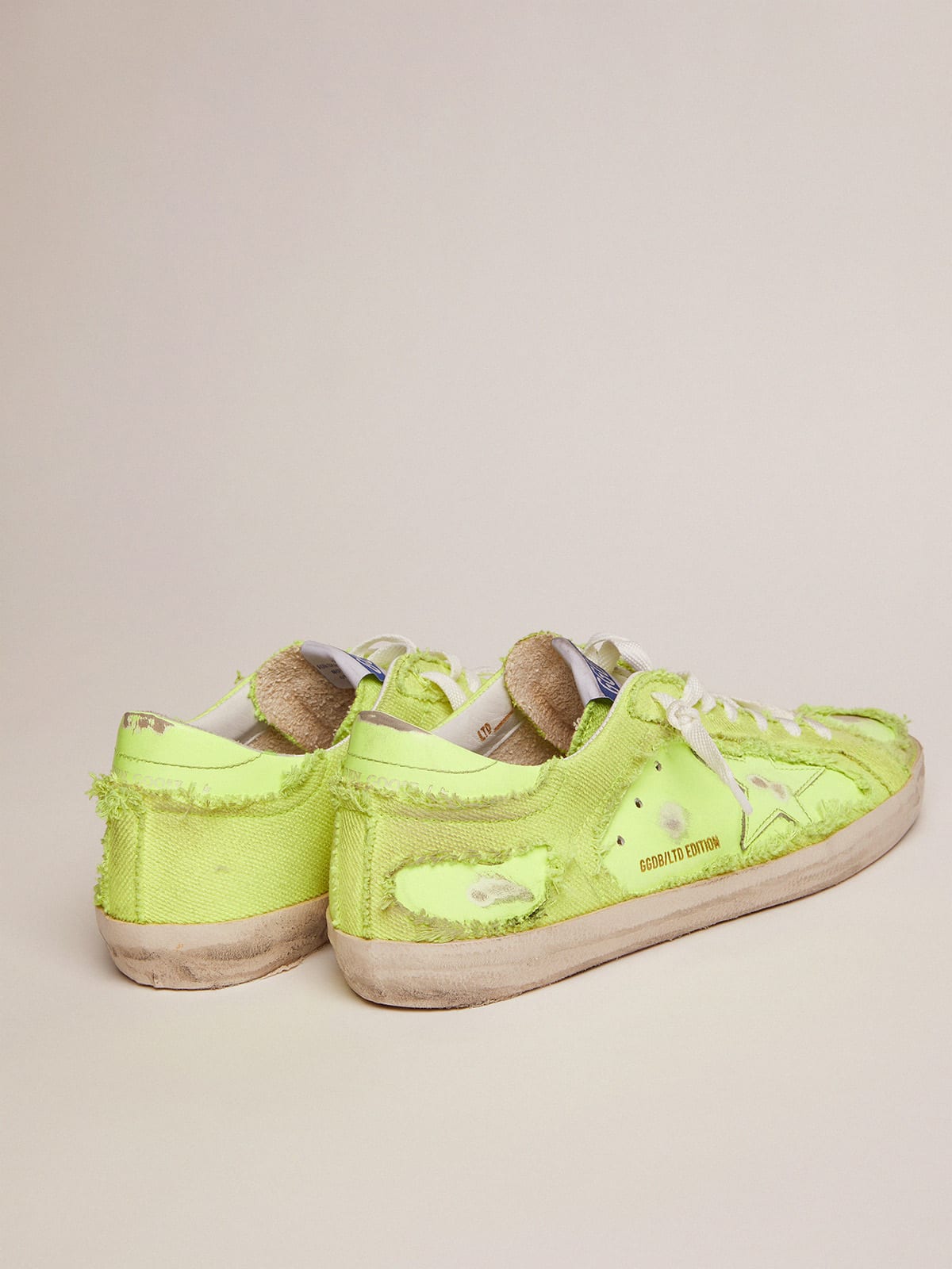 Golden Goose - Men’s Super-Star LAB sneakers in fluorescent yellow leather and canvas in 