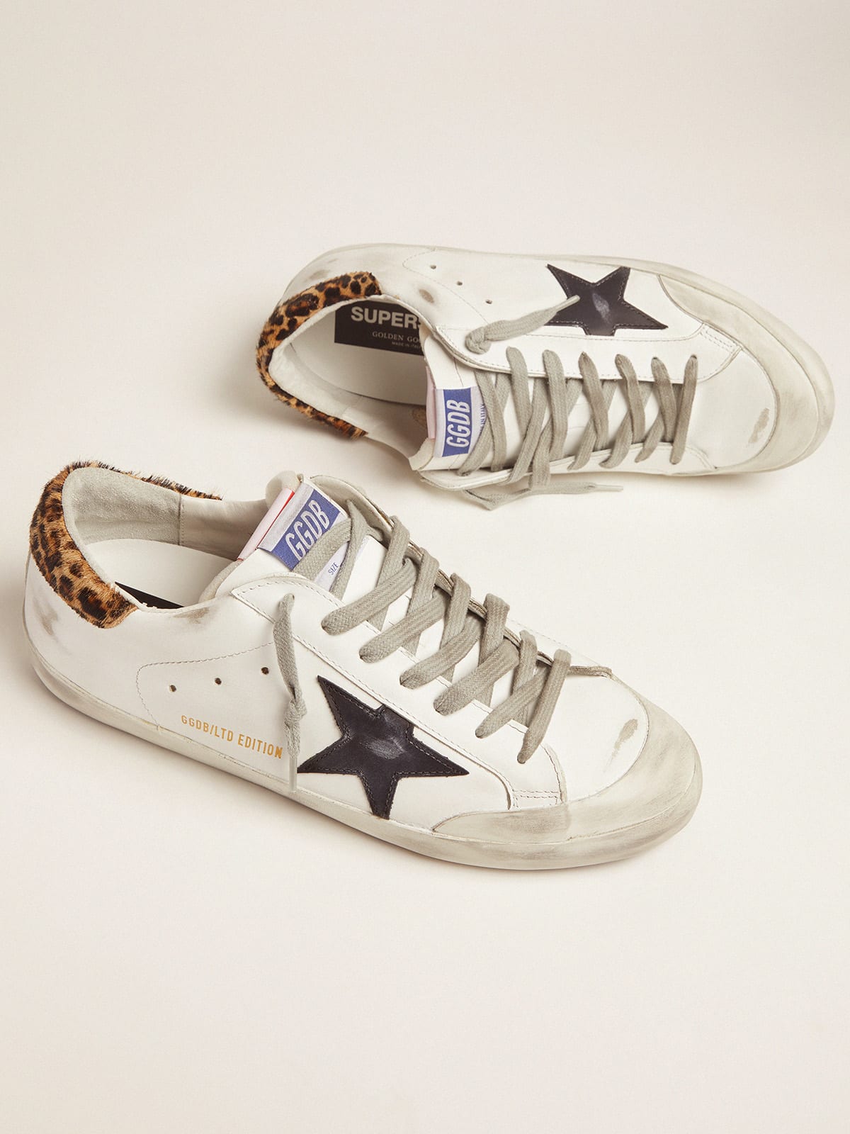 Men's Limited Edition LAB Super-Star sneakers with leopard-print heel tab