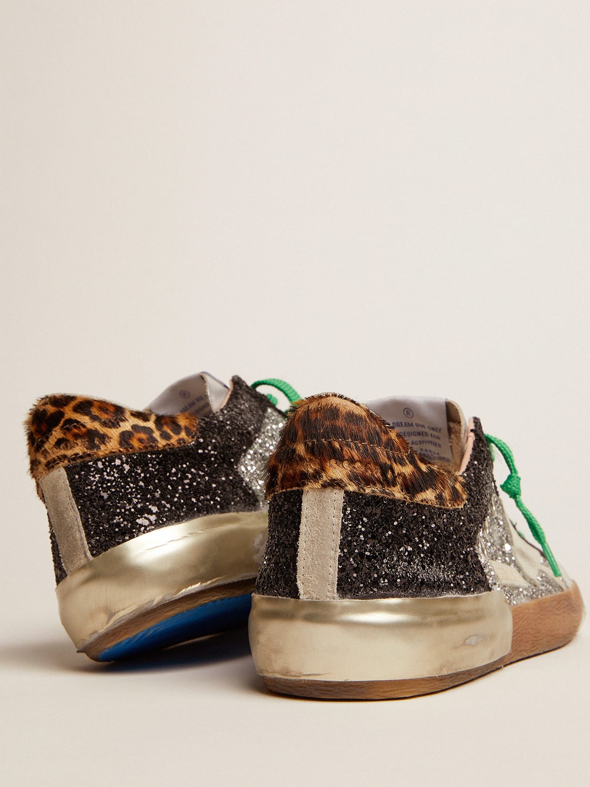 Super-Star sneakers in black and silver glitter with multi-foxing | Golden  Goose