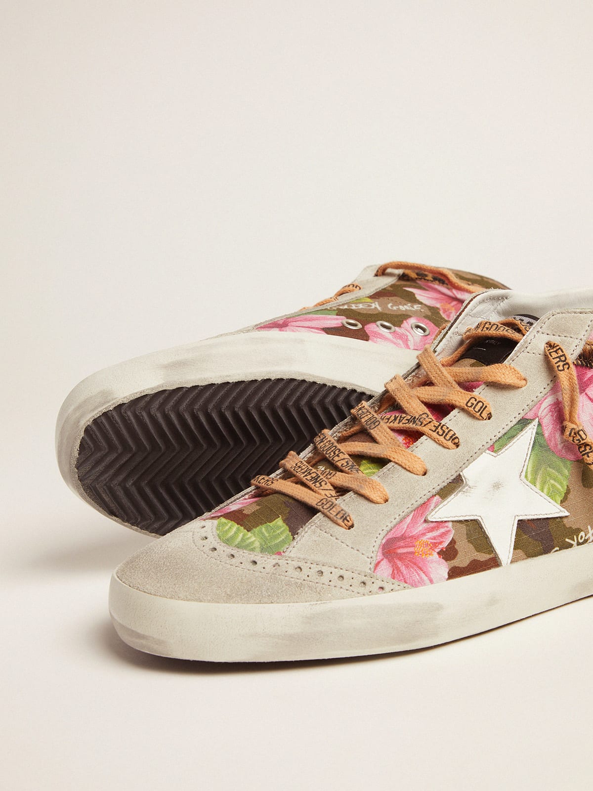 Floral golden cheap goose sneakers