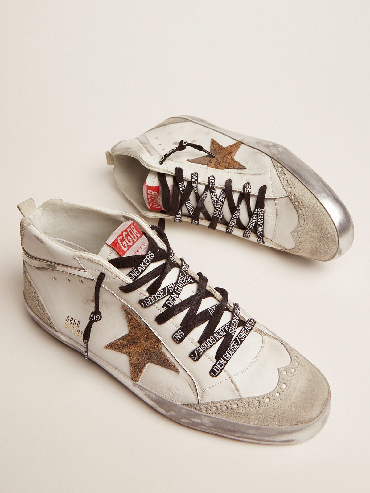 Mid Star sneakers with leopard-print suede star and silver flash | Golden  Goose