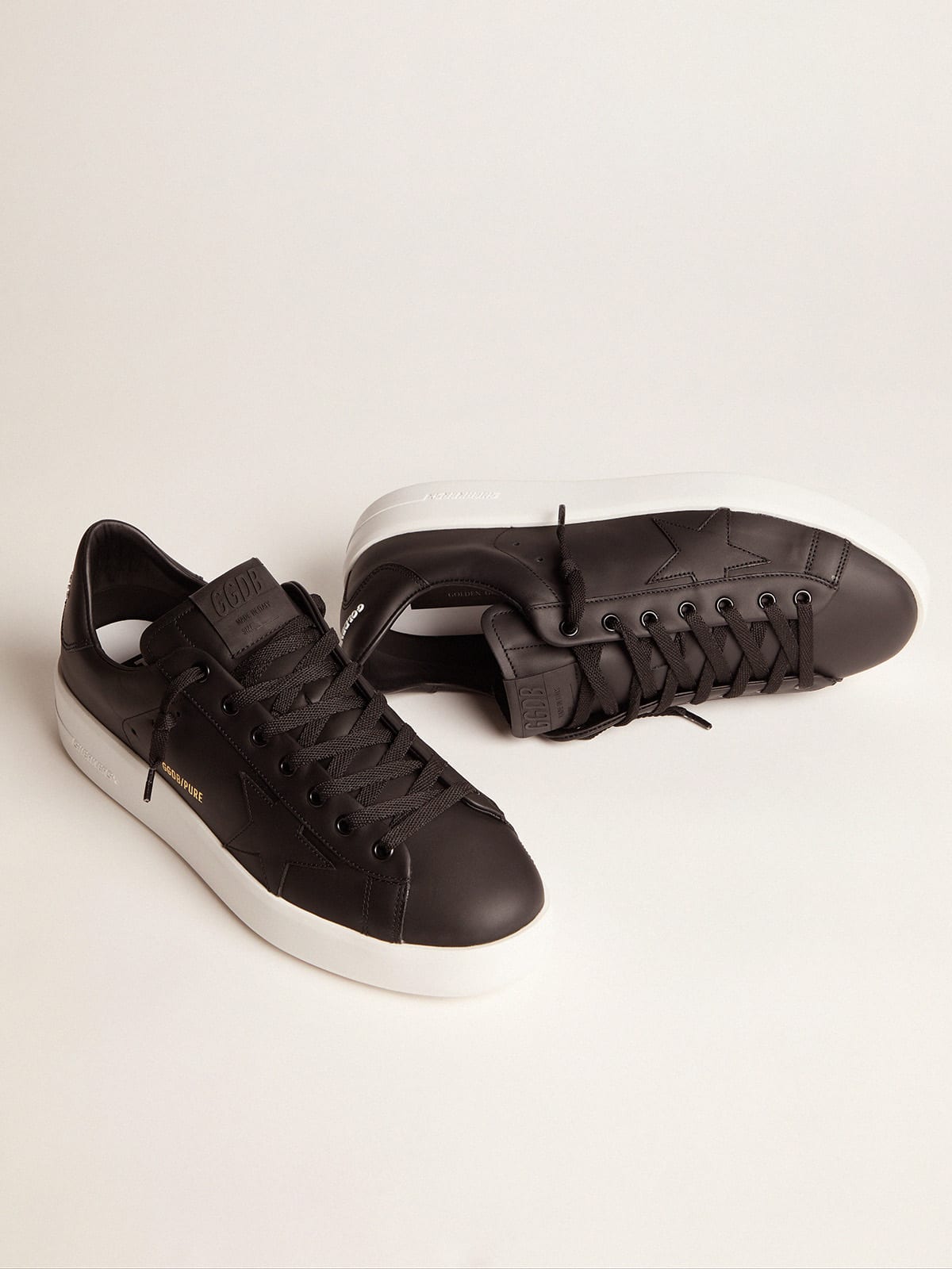 Golden Goose - Black leather Purestar sneakers in 