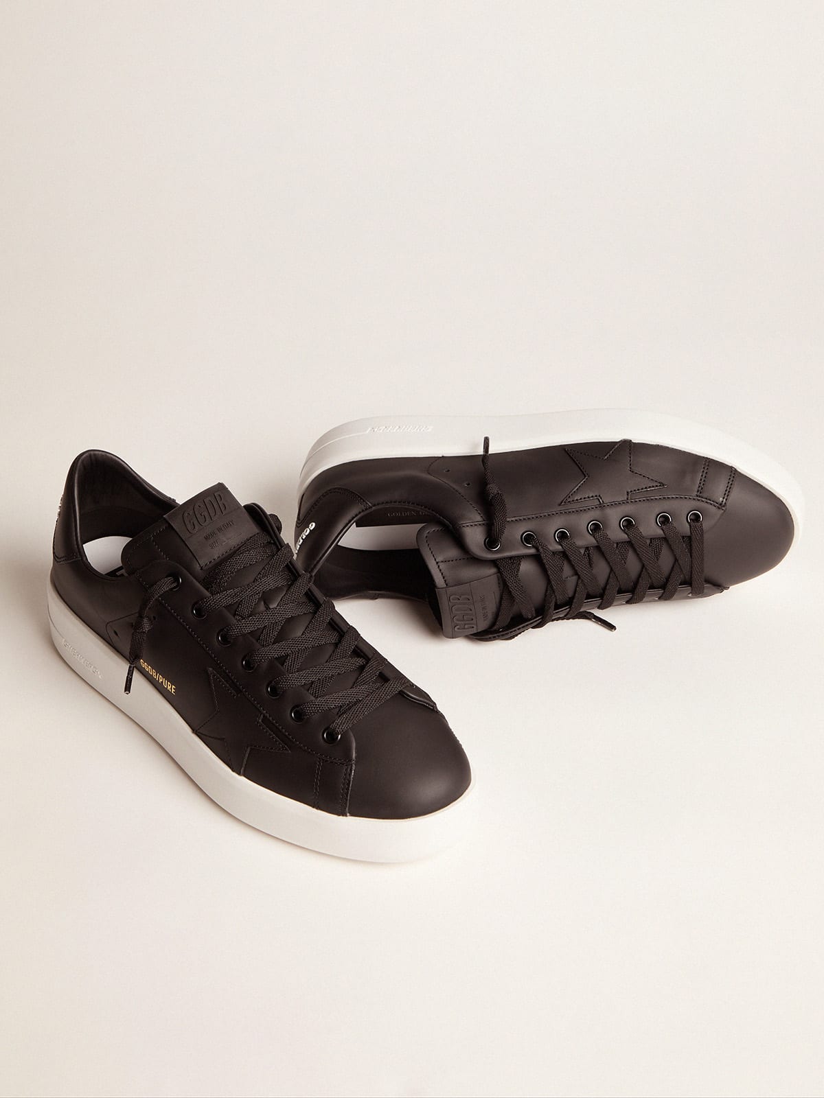 Black leather Purestar sneakers | Golden Goose