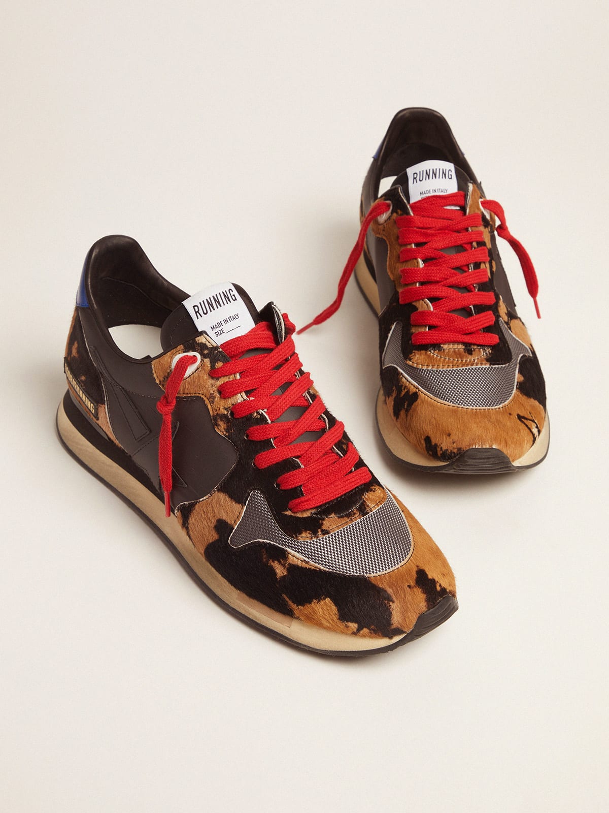 Golden Goose - Running Sneakers with pony skin and textured nylon inserts in 